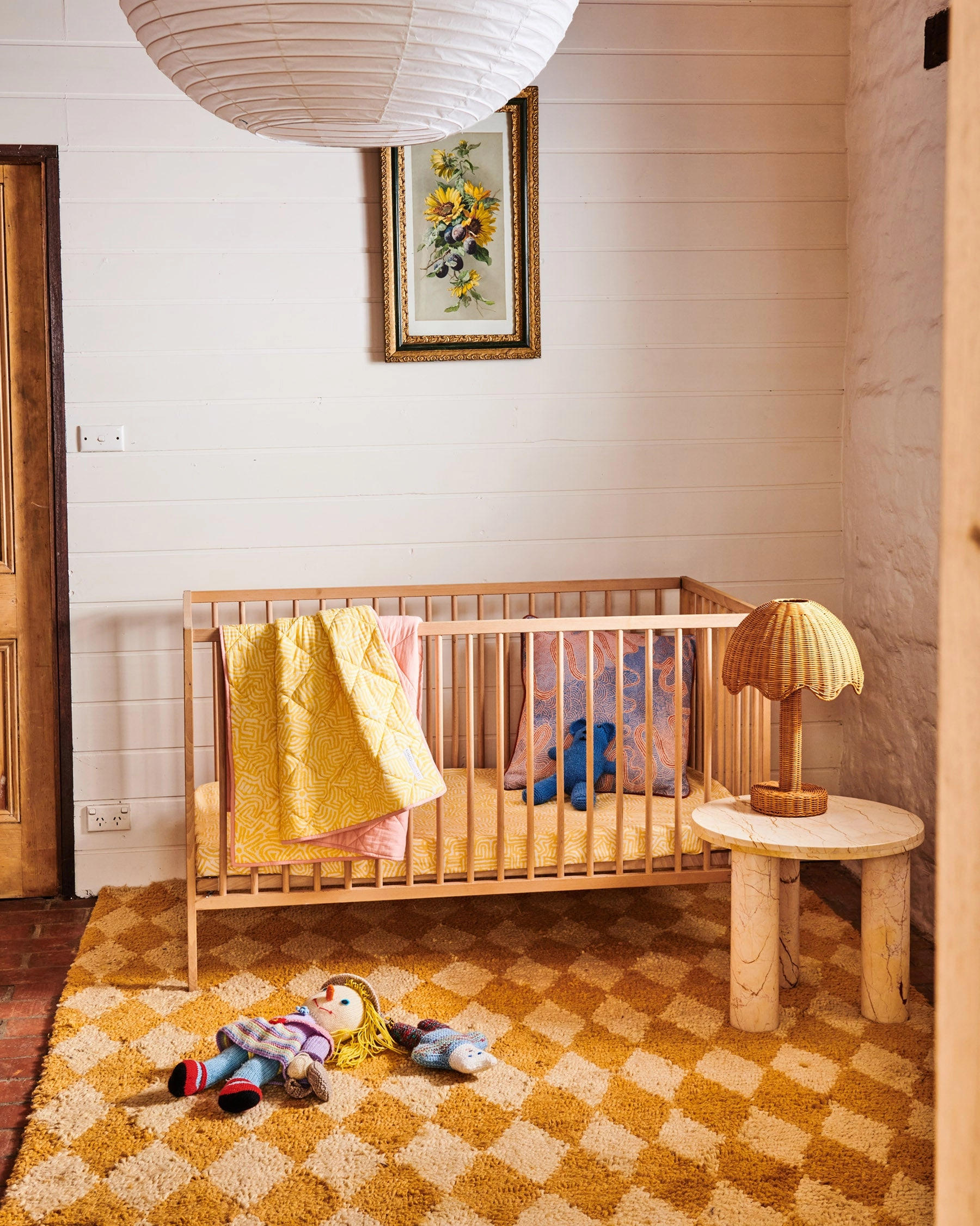 Kalaya Tjukurpa Straw Organic Cotton Baby Fitted Sheet