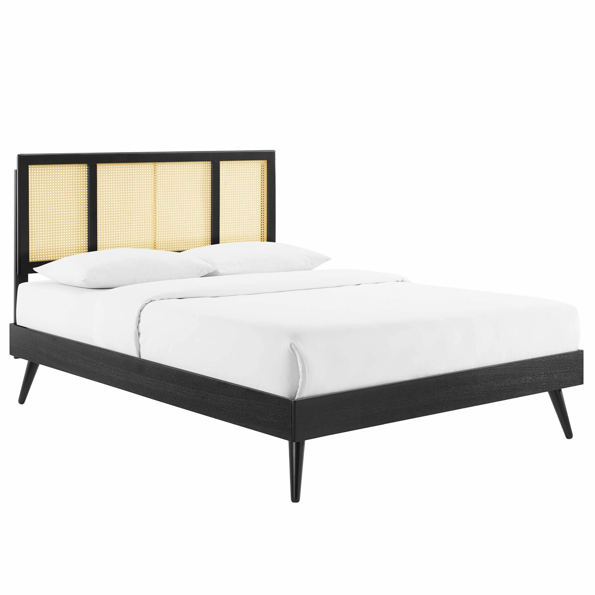 Kelsea Cane and Wood Platform Bed With Splayed Legs by Modway