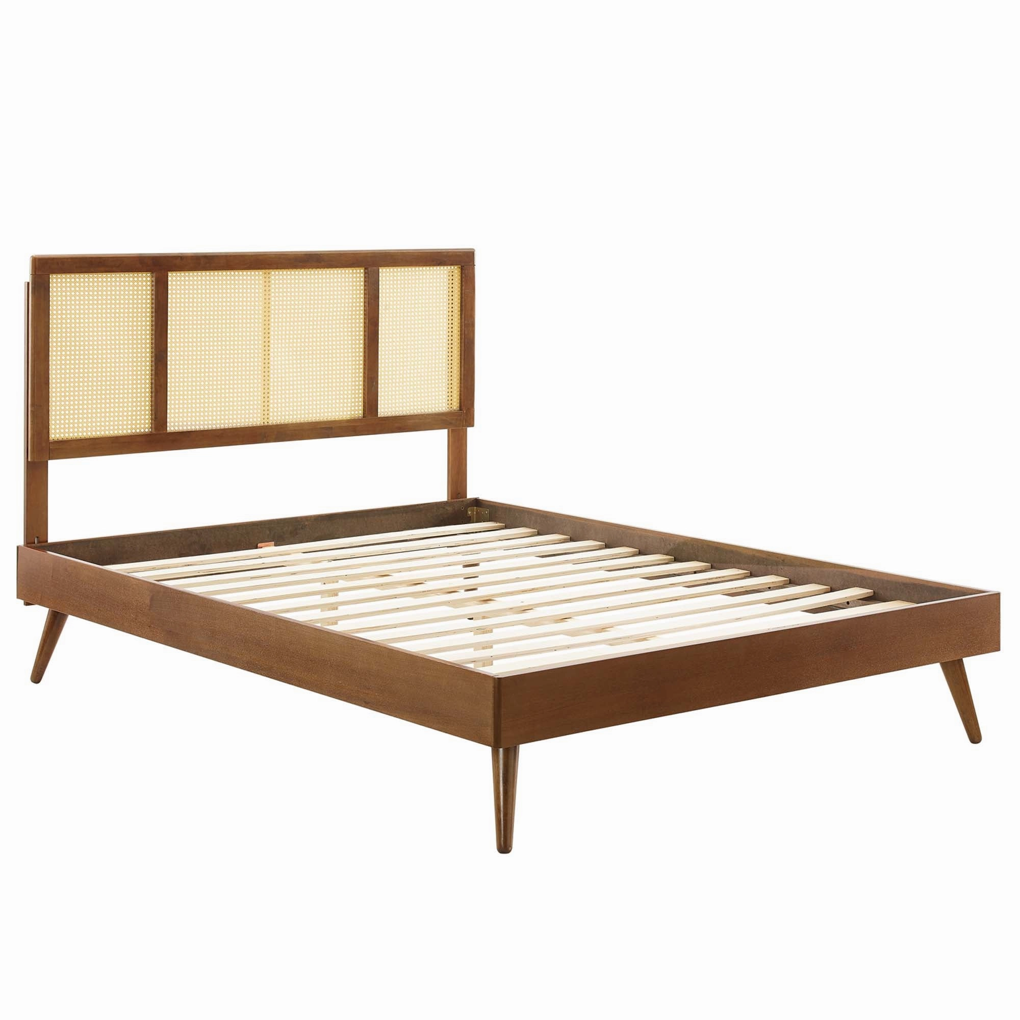 Kelsea Cane and Wood Platform Bed With Splayed Legs by Modway