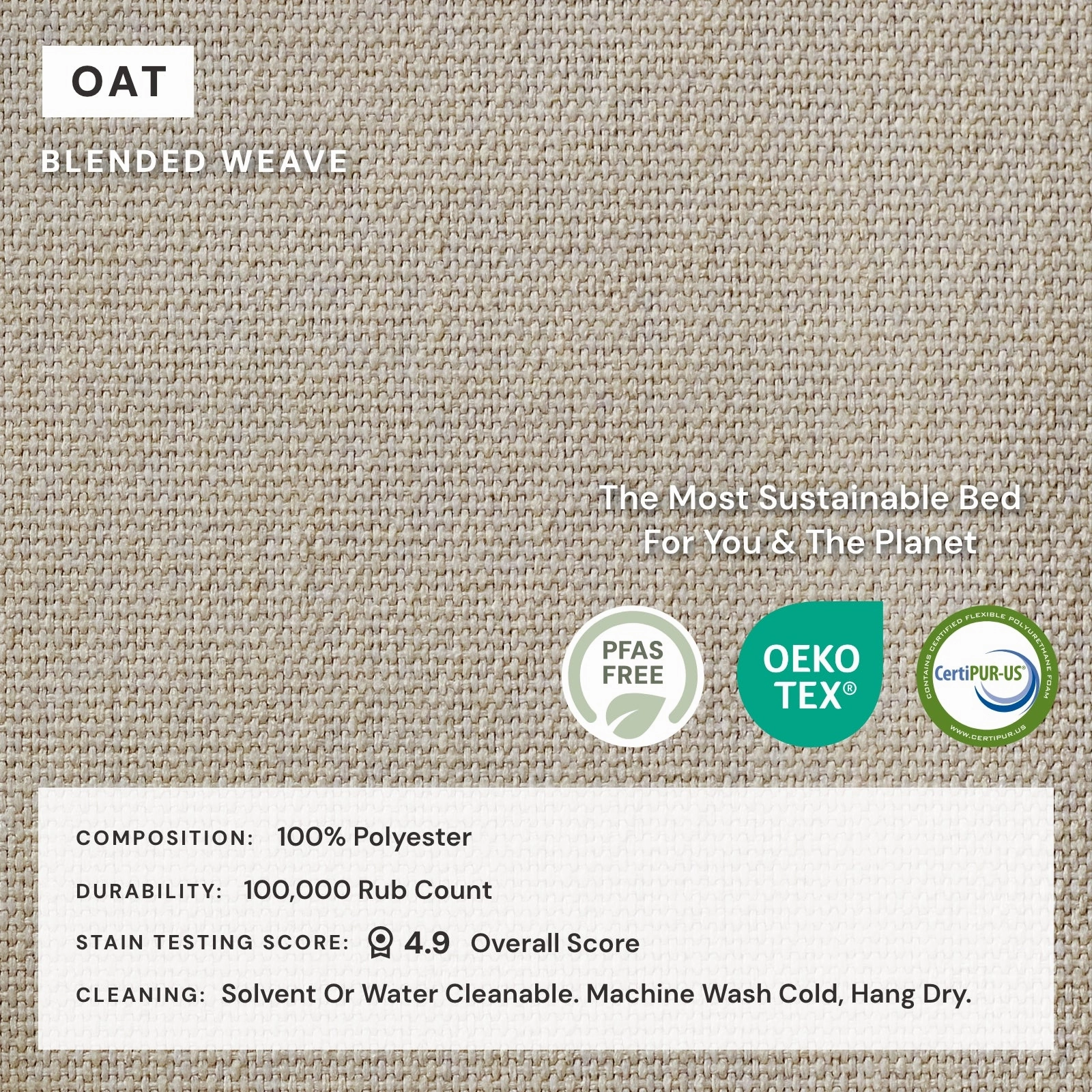 King Upholstered Platform Bed | Blended Weave in Oat