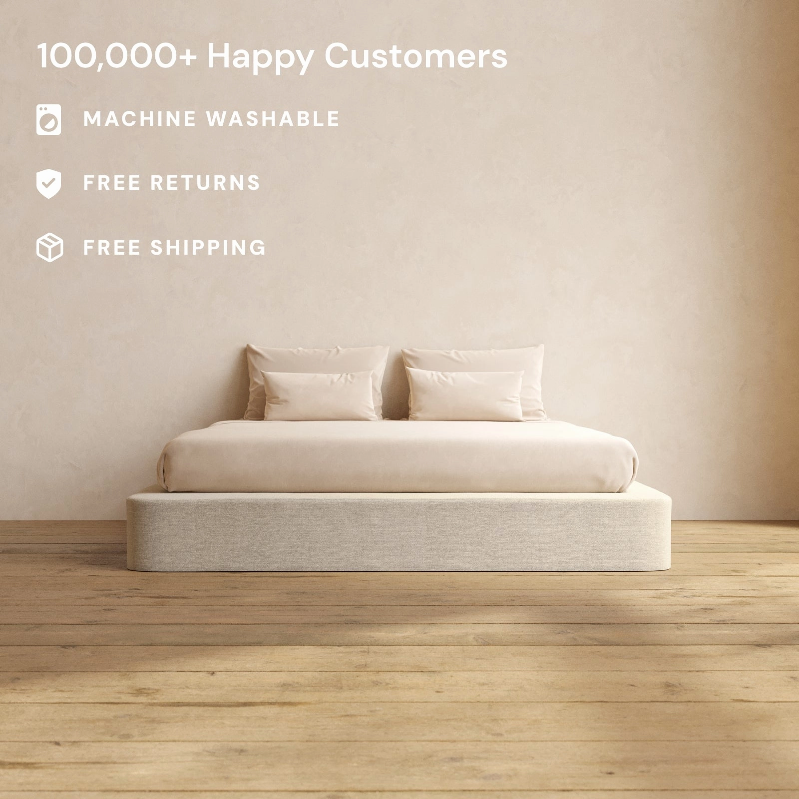King Upholstered Platform Bed | Blended Weave in Oat
