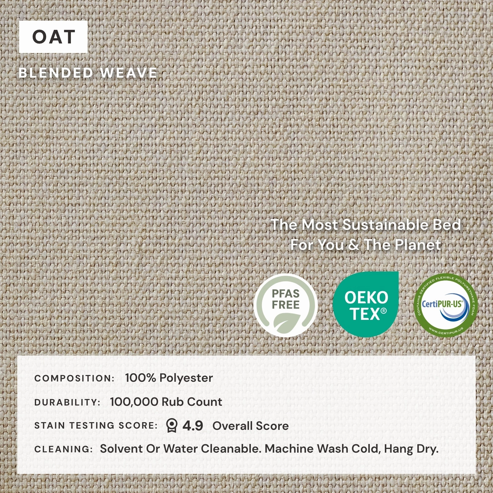 King Upholstered Platform Bed   Headboard | Blended Weave in Oat