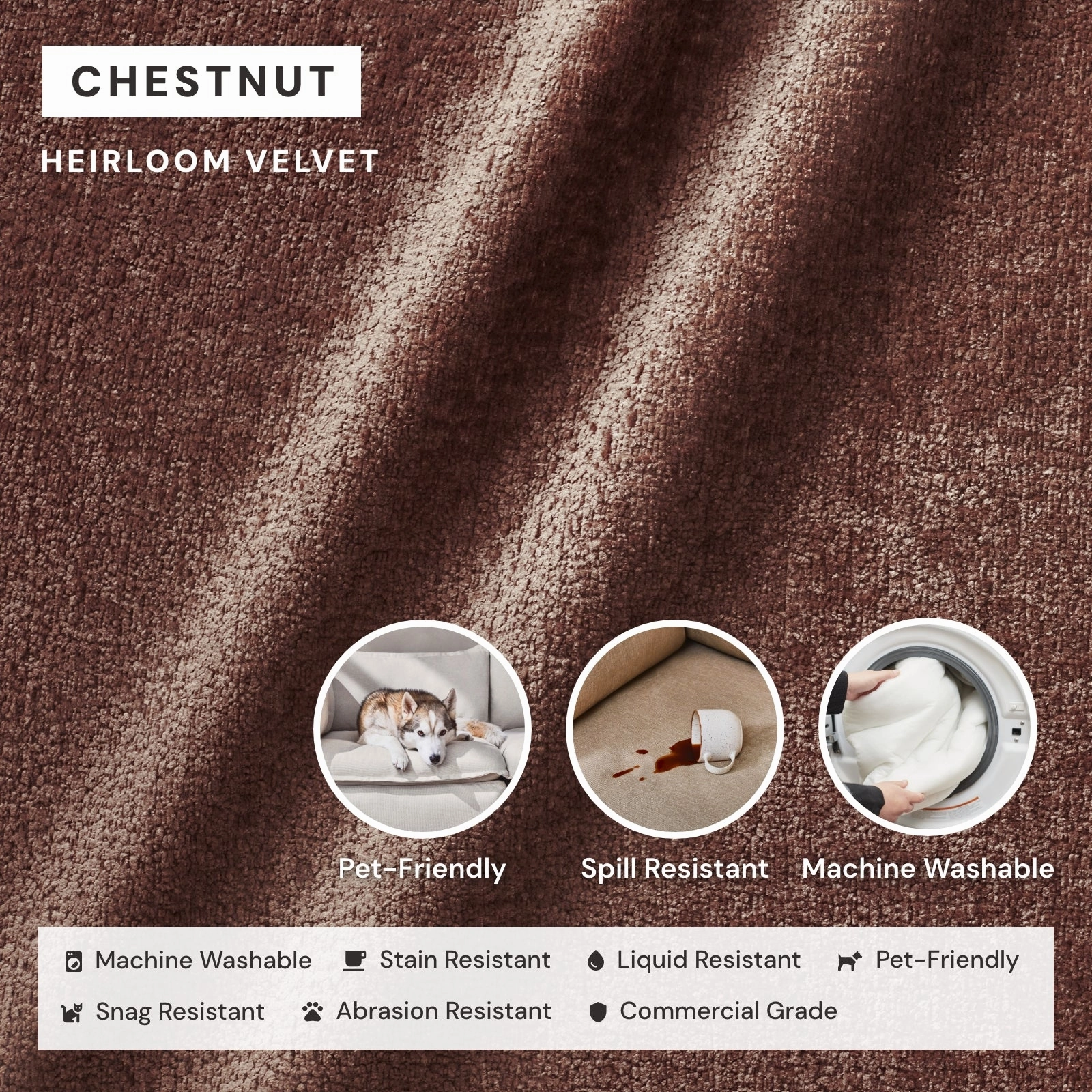 King Upholstered Platform Bed   Headboard | Heirloom Velvet in Chestnut