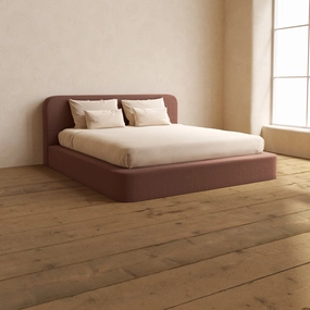 King Upholstered Platform Bed   Headboard | Heirloom Velvet in Chestnut
