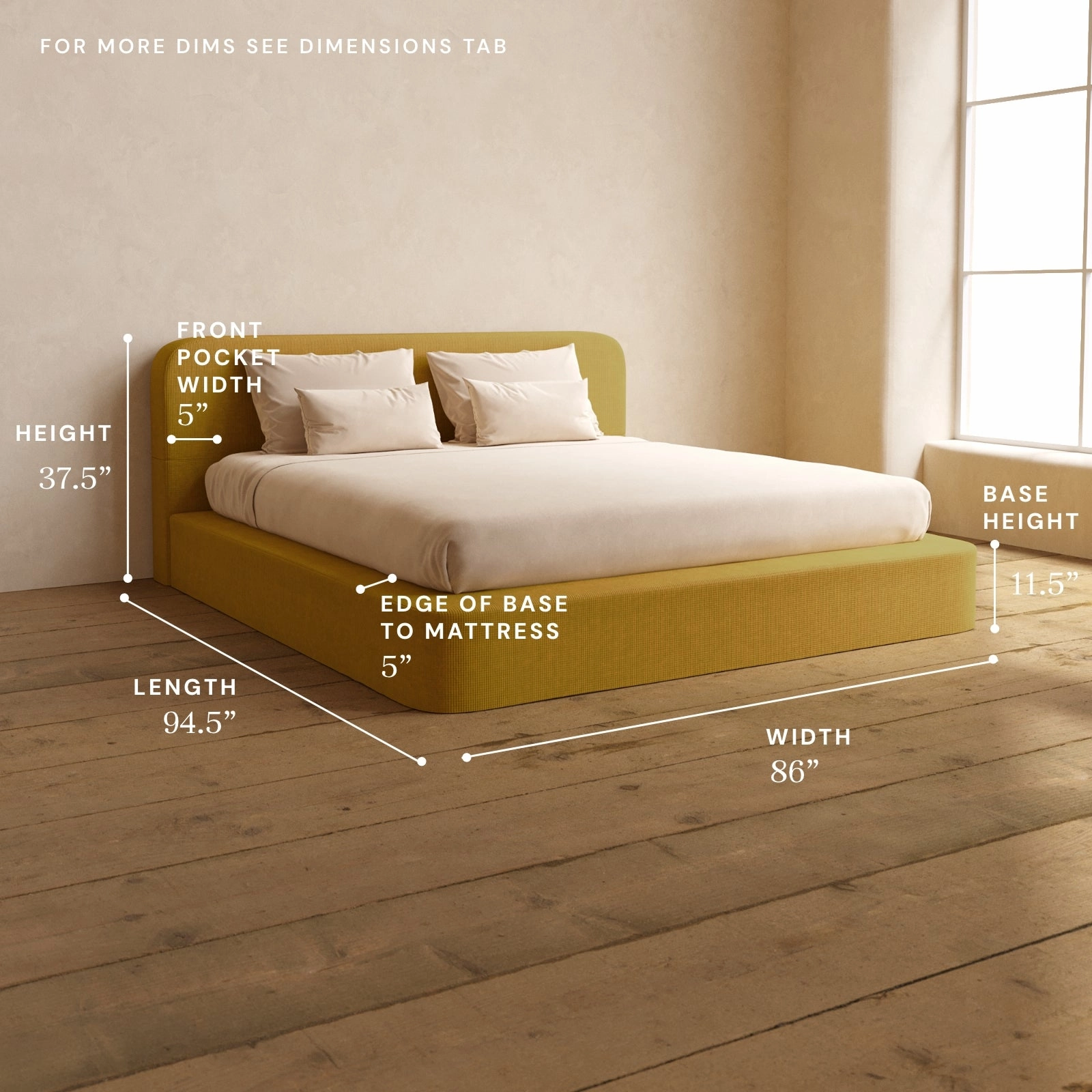 King Upholstered Platform Bed   Headboard | Mizu Weave in Kiiro