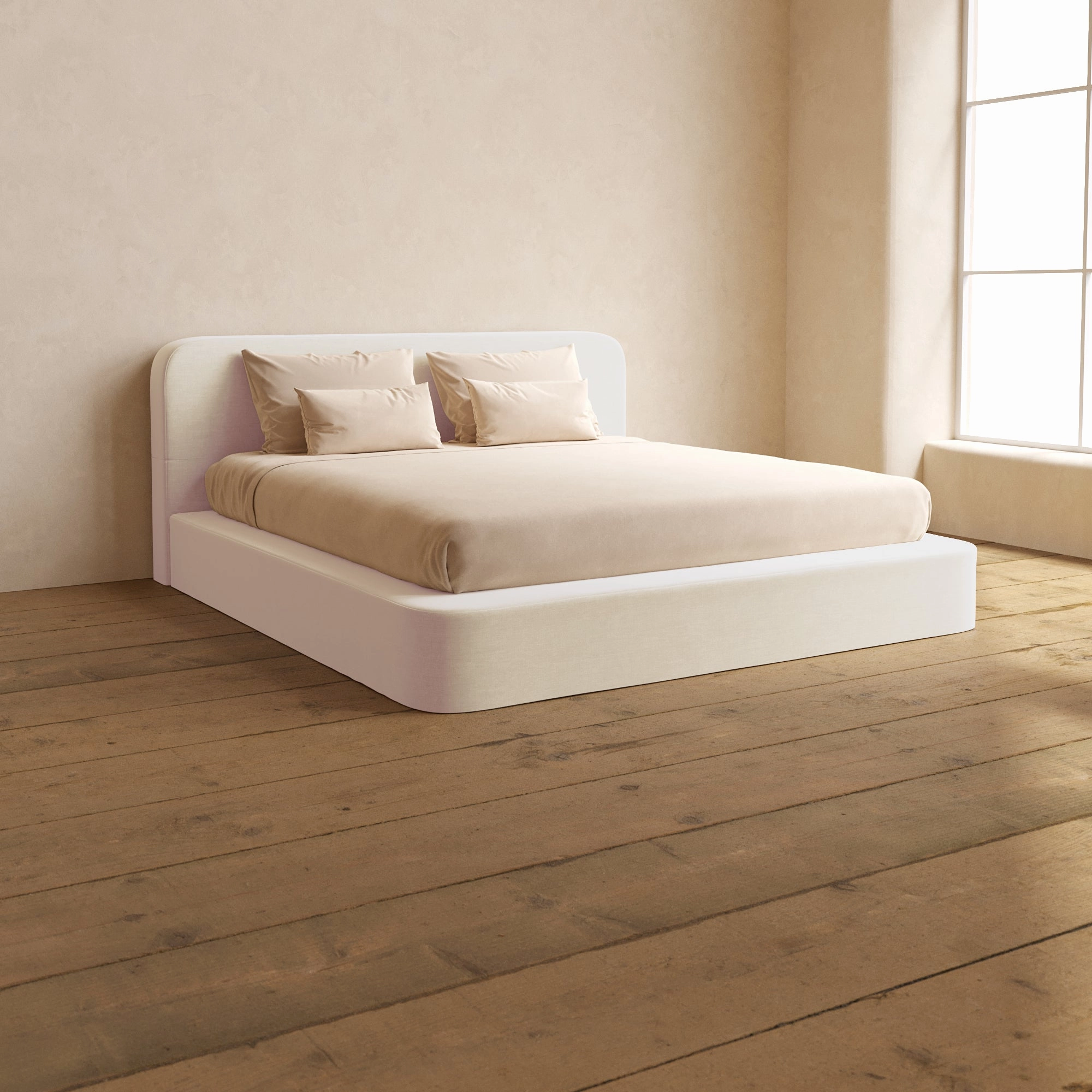 King Upholstered Platform Bed   Headboard | Mod Velvet in Coco