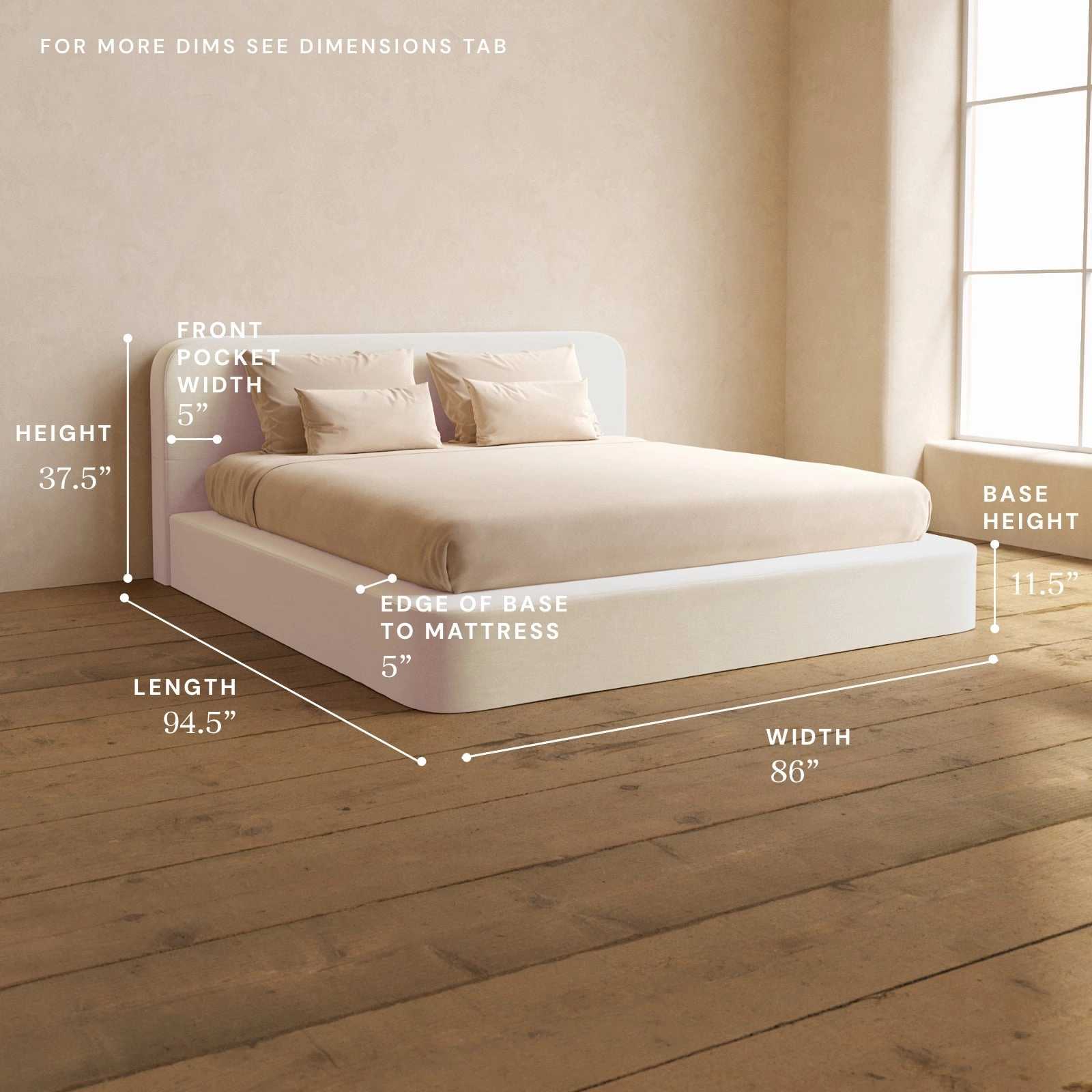 King Upholstered Platform Bed   Headboard | Mod Velvet in Coco