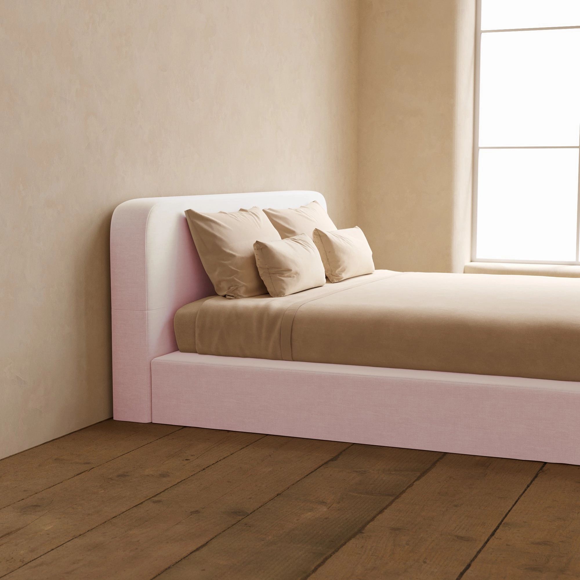 King Upholstered Platform Bed   Headboard | Mod Velvet in Coco