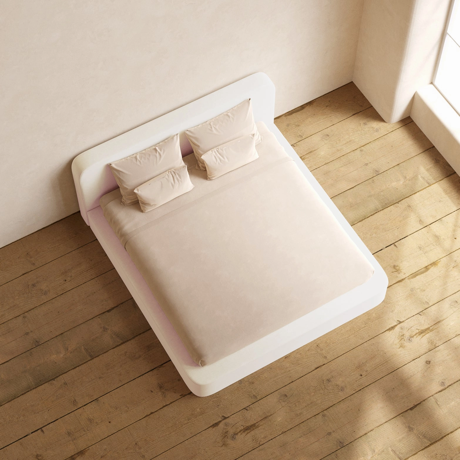 King Upholstered Platform Bed   Headboard | Mod Velvet in Coco