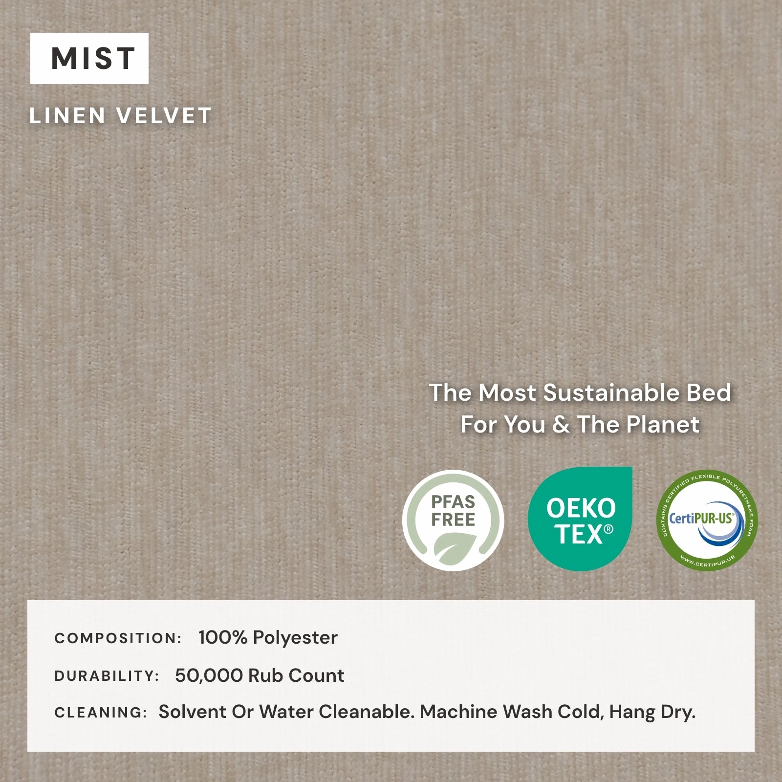 King Upholstered Platform Bed   Headboard | Mod Velvet in Mist