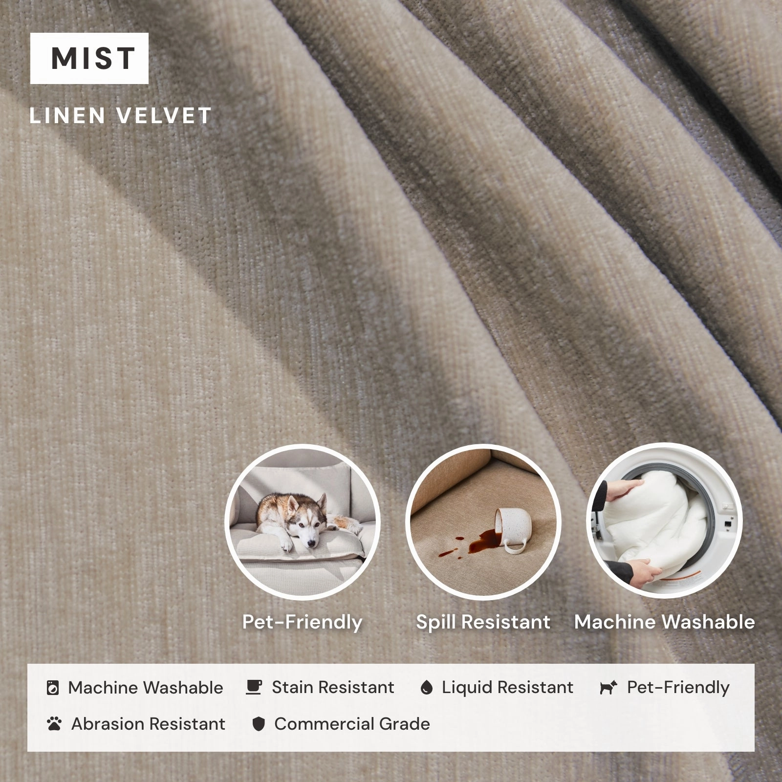 King Upholstered Platform Bed   Headboard | Mod Velvet in Mist