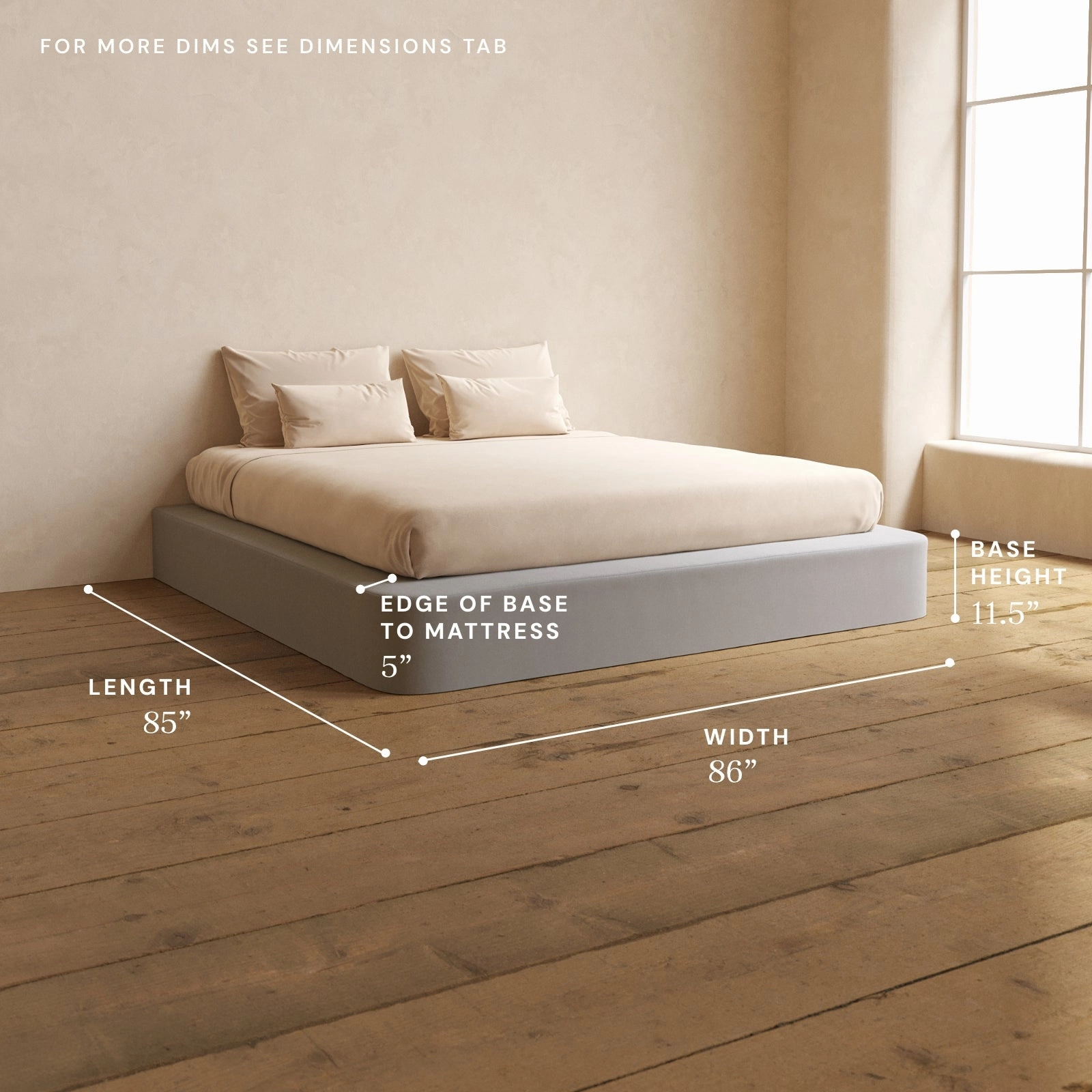 King Upholstered Platform Bed | Micro Chenille in Pumice