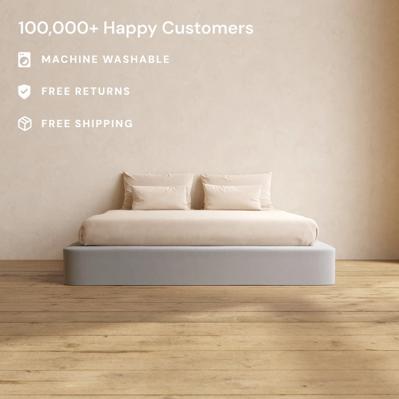 King Upholstered Platform Bed | Micro Chenille in Pumice