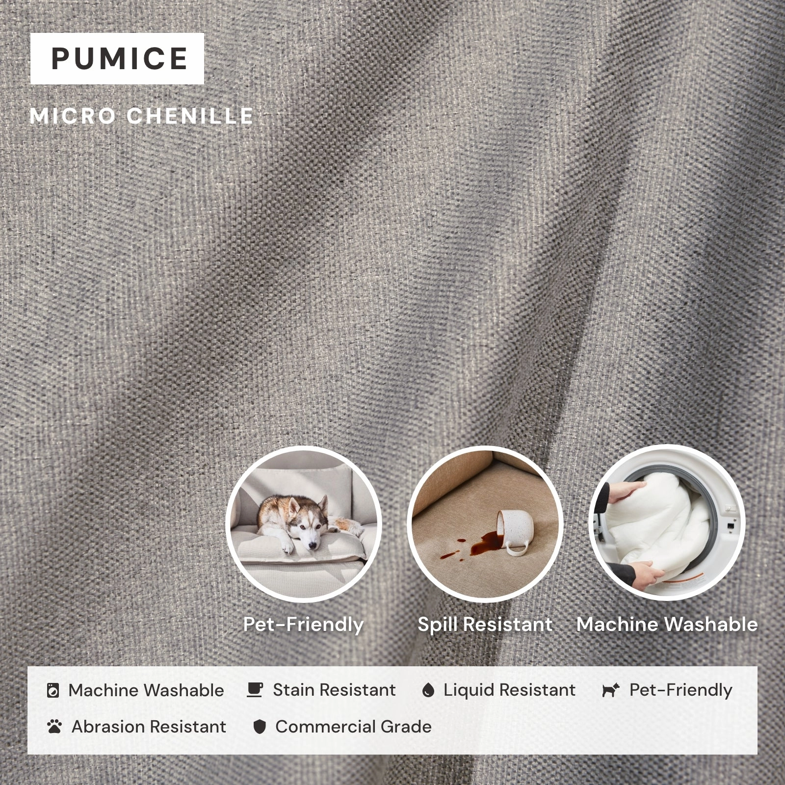 King Upholstered Platform Bed | Micro Chenille in Pumice