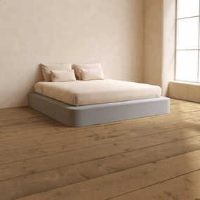 King Upholstered Platform Bed | Micro Chenille in Pumice