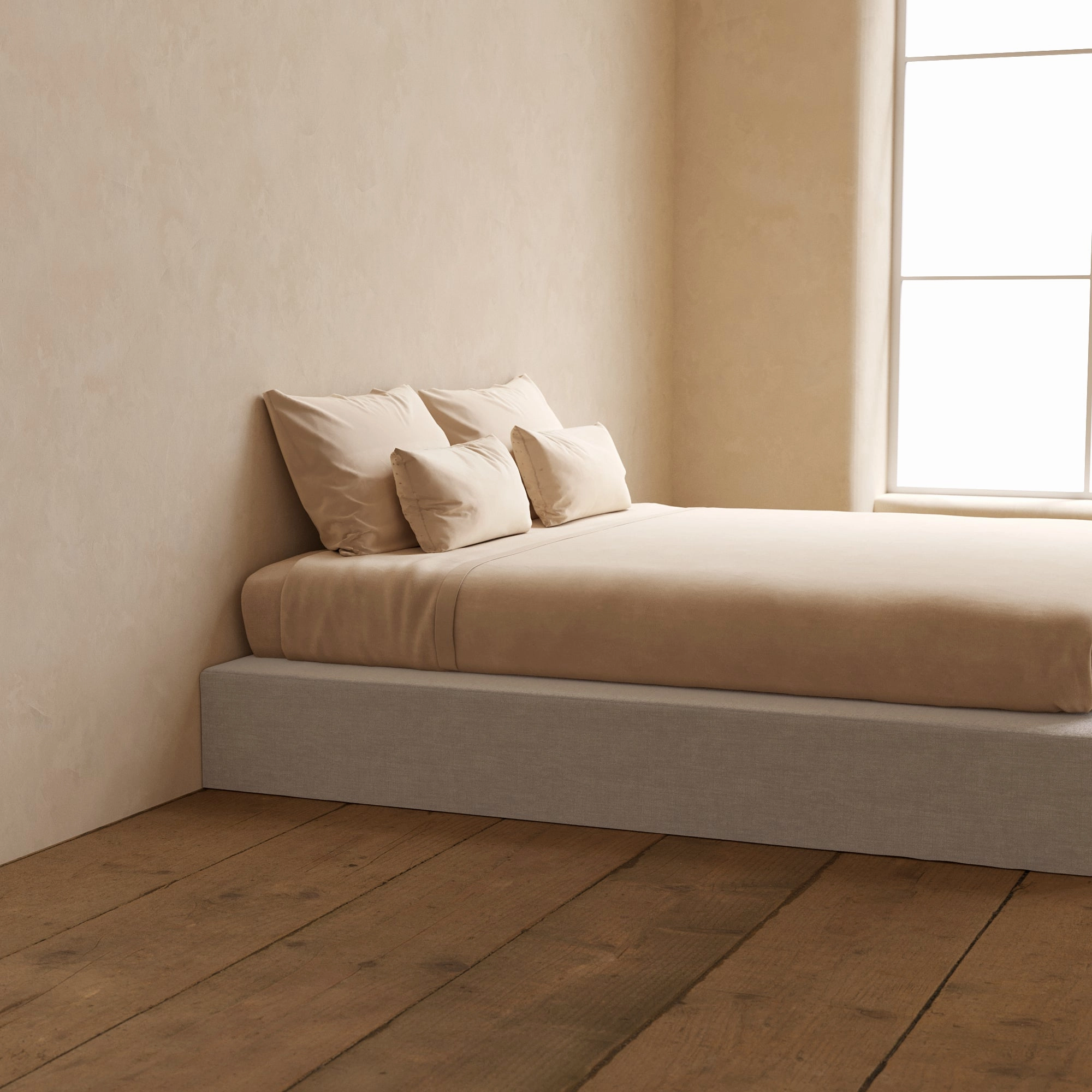 King Upholstered Platform Bed | Mod Velvet in Mist