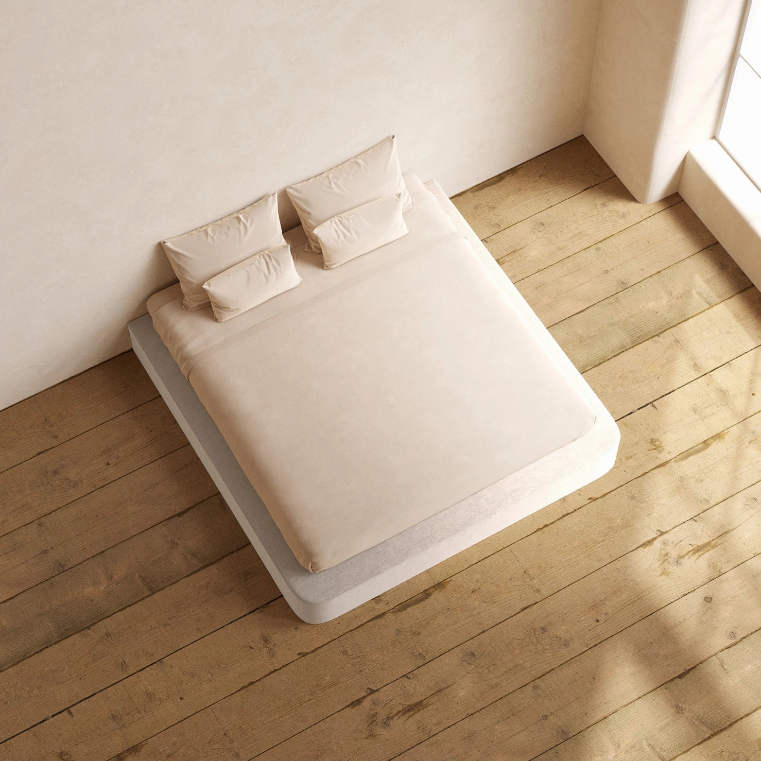 King Upholstered Platform Bed | Mod Velvet in Mist