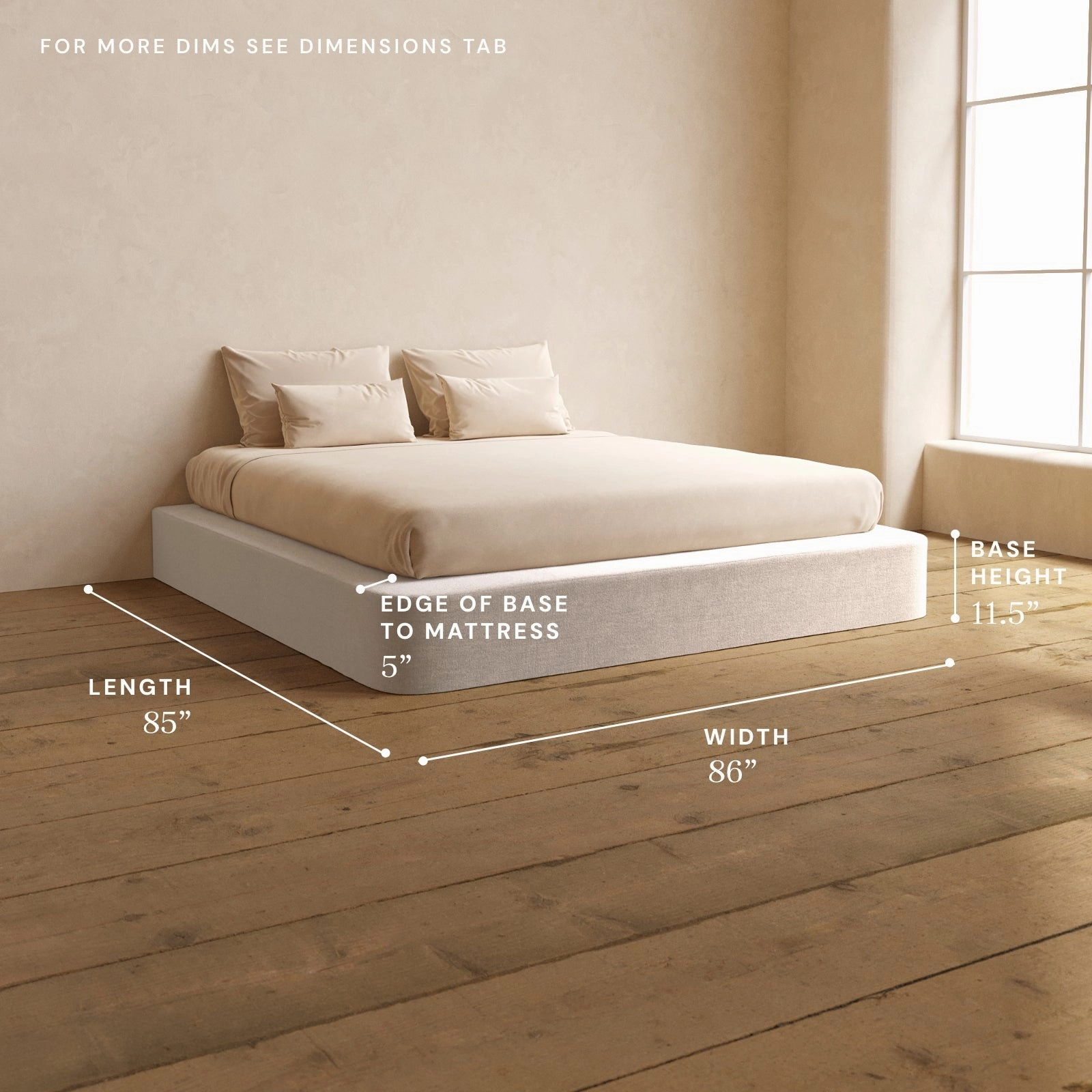 King Upholstered Platform Bed | Mod Velvet in Mist