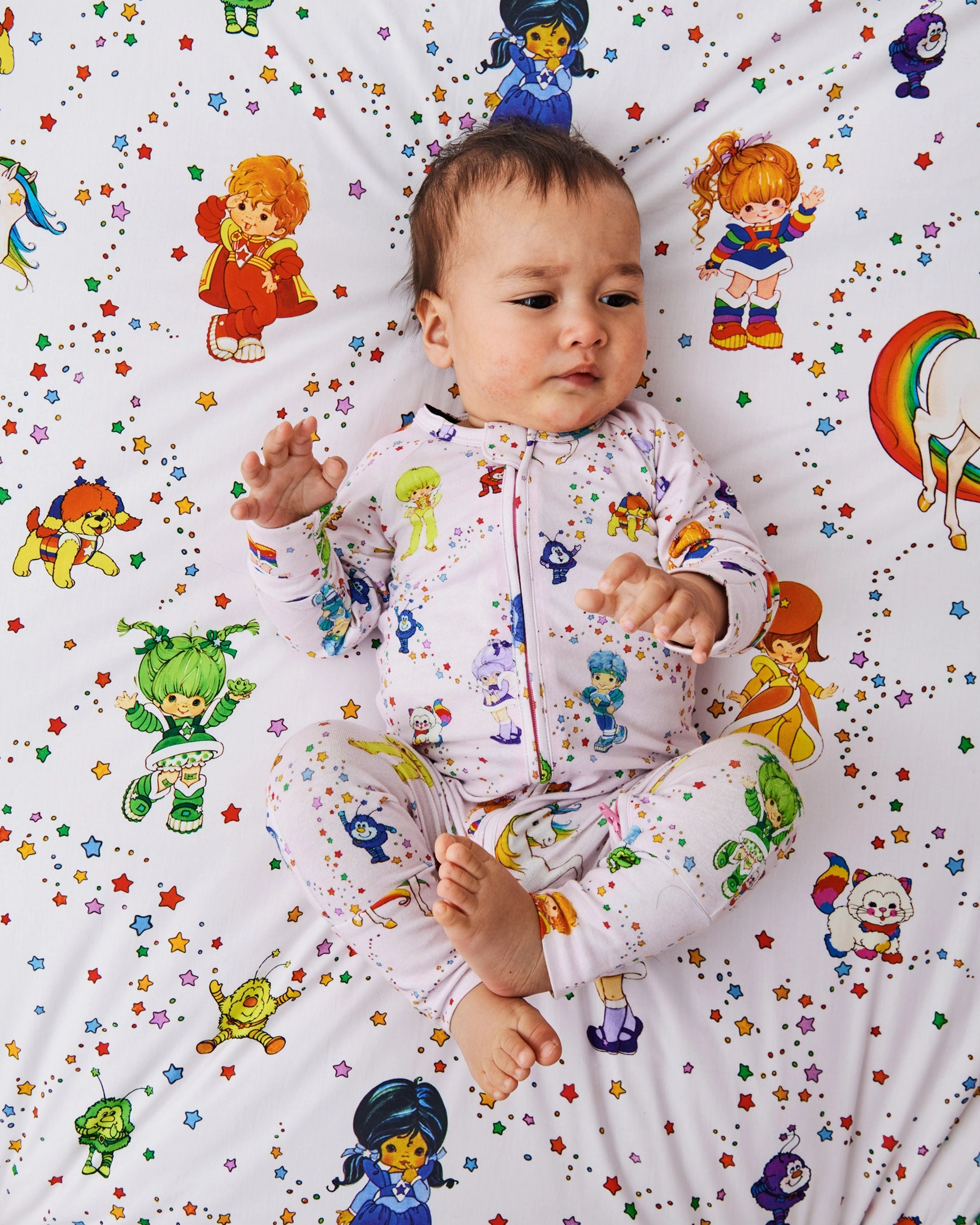 Kip&Co x Rainbow Brite Star Shower Organic Cotton Baby Fitted Sheet