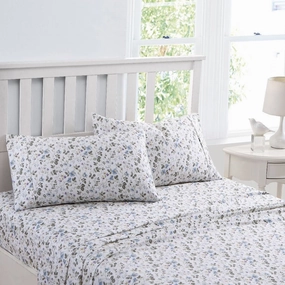 LAURA ASHLEY Spring Bloom WILDFLOWER 375THC Cotton Sheet Set