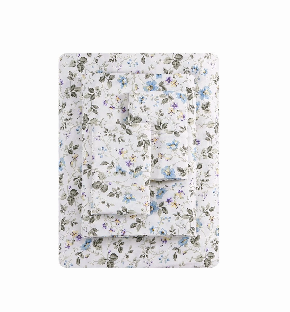 LAURA ASHLEY Spring Bloom WILDFLOWER 375THC Cotton Sheet Set