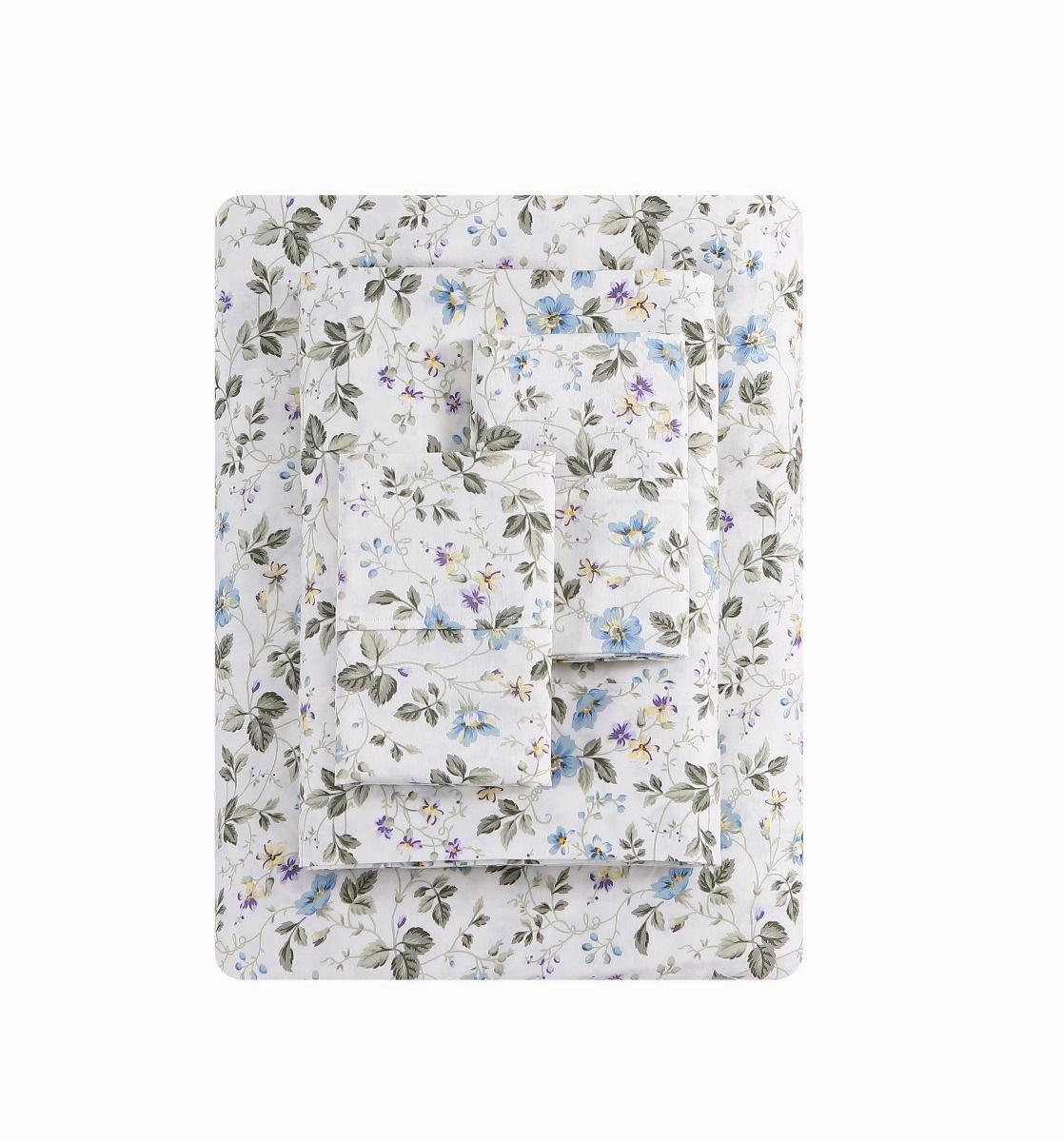 LAURA ASHLEY Spring Bloom WILDFLOWER 375THC Cotton Sheet Set