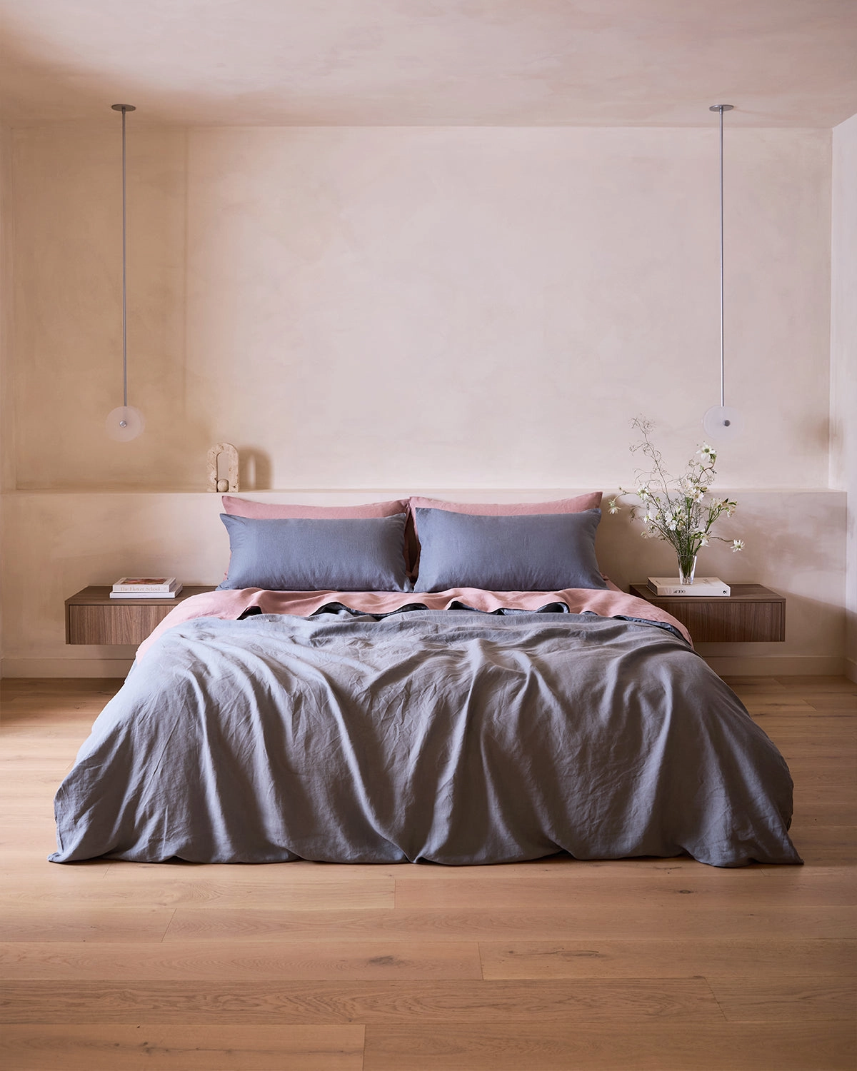 Lavender 100% French Flax Linen Fitted Sheet Set