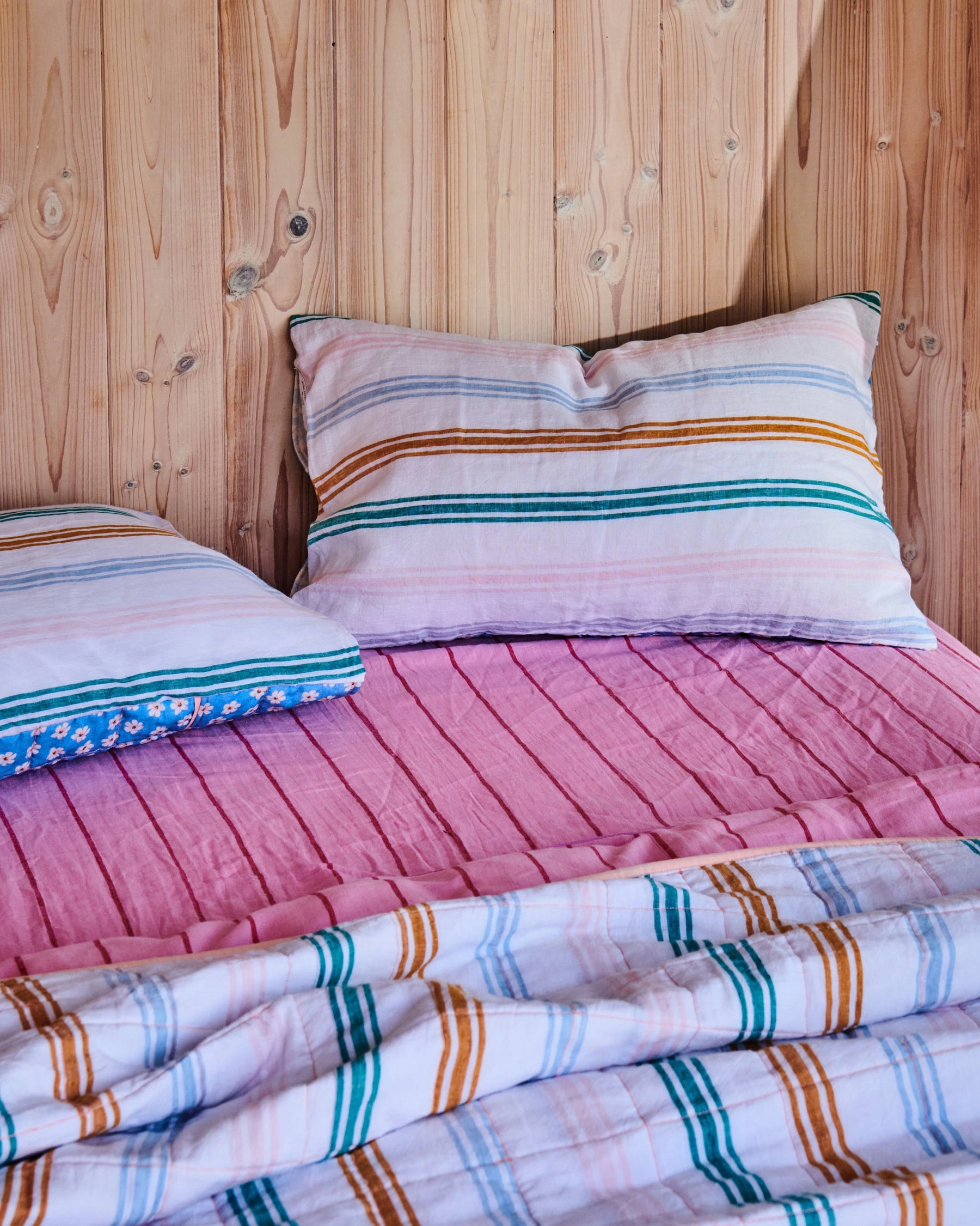 Lazy Sunday Reversible Linen Quilted Pillowcases