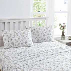 Le Fleur Cottage Blue Cotton Sheet Set by Laura Ashley