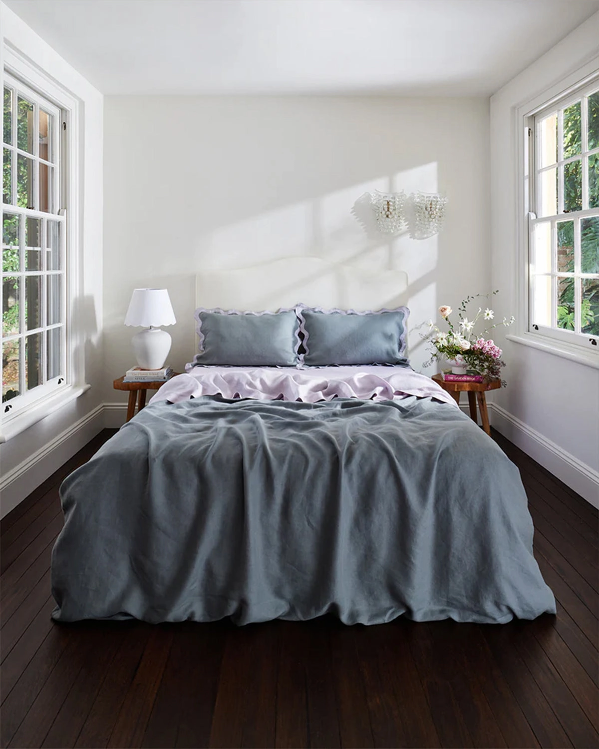 Lilac 100% French Flax Linen Fitted Sheet