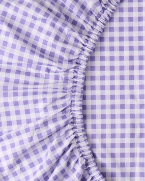Lilac Gingham Organic Cotton Fitted Sheet (US)