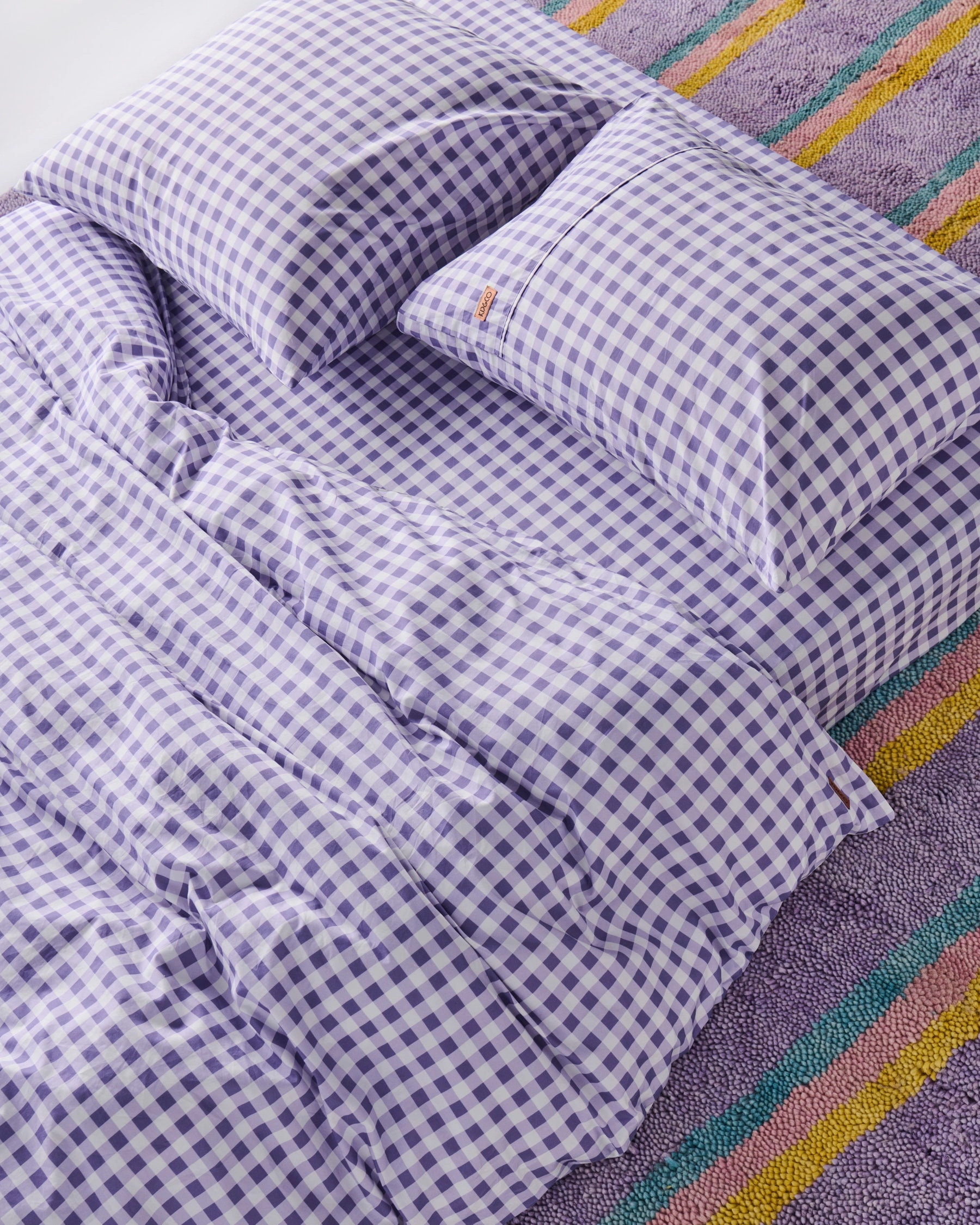 Lilac Gingham Organic Cotton Fitted Sheet (US)