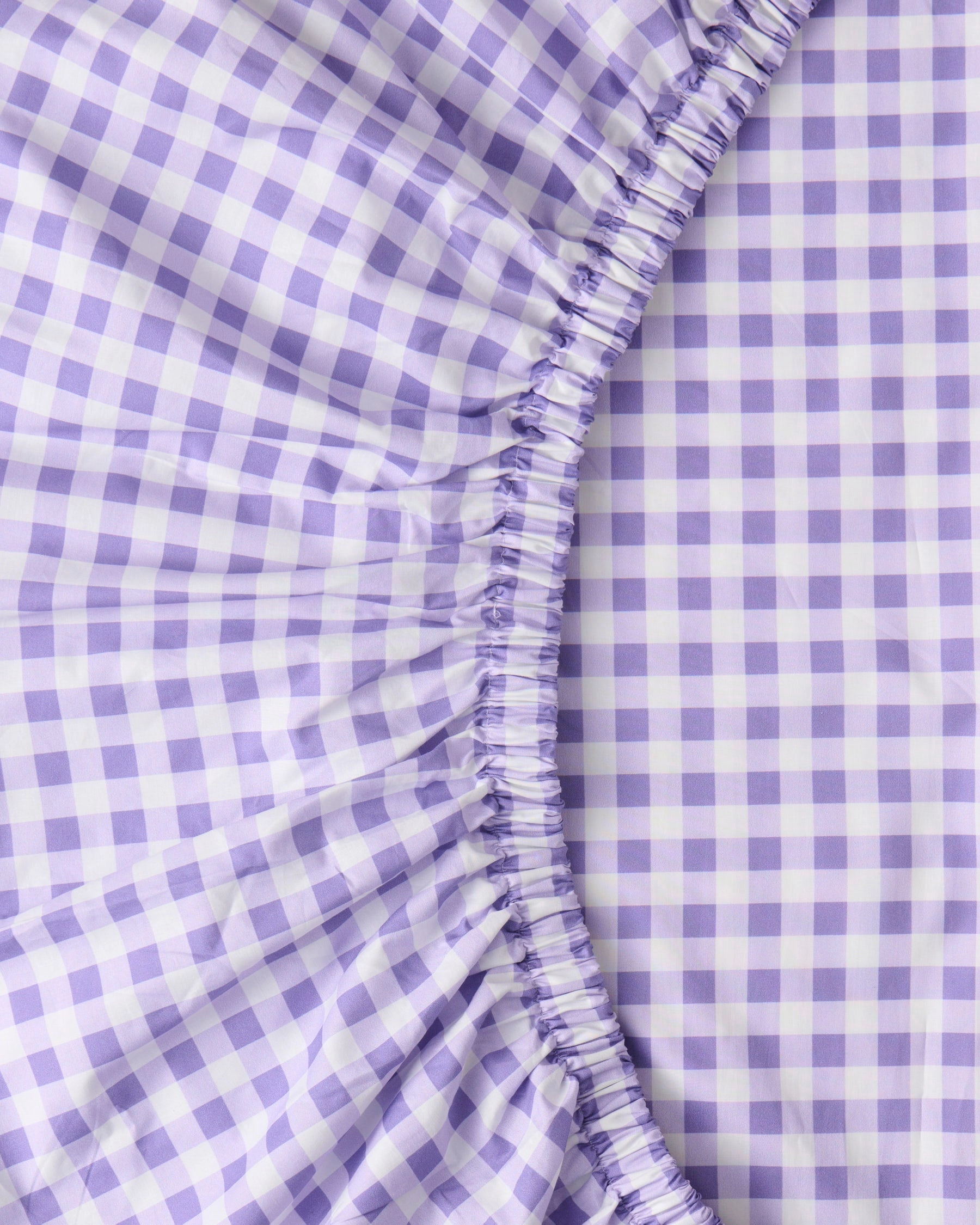 Lilac Gingham Organic Cotton Fitted Sheet (US)