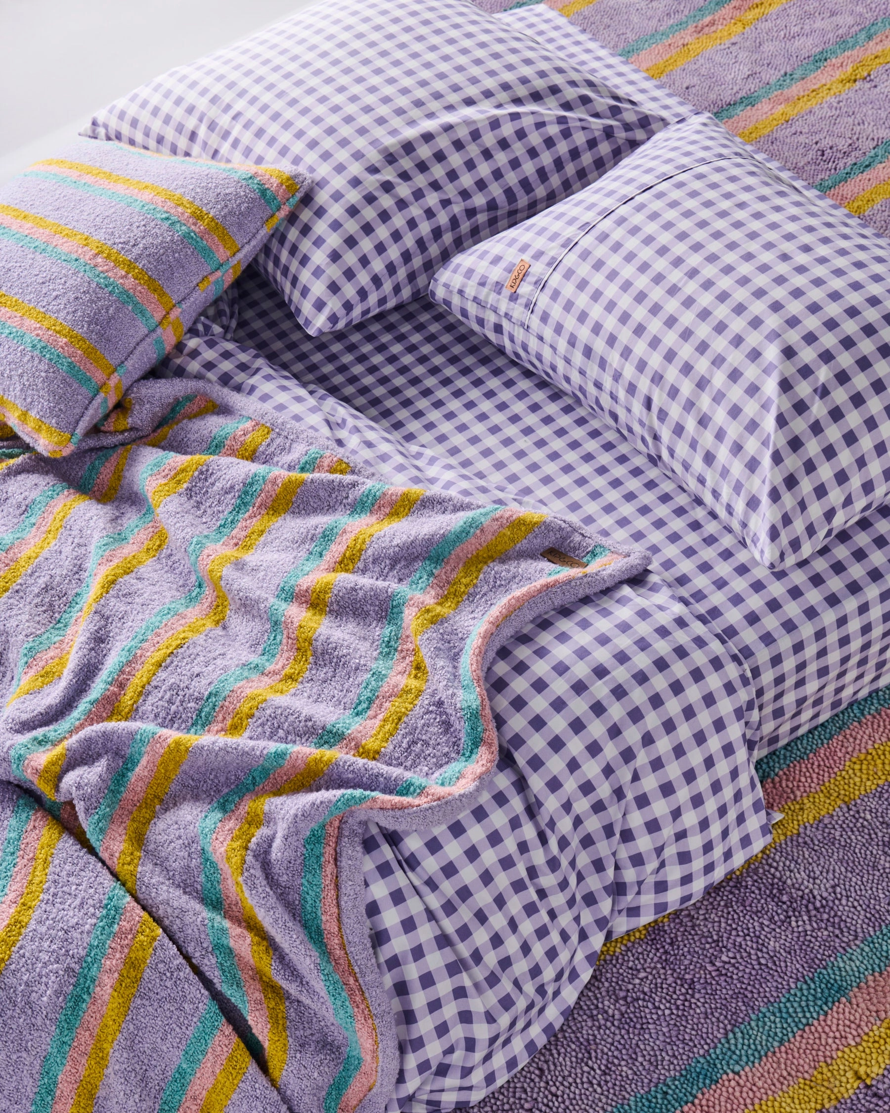 Lilac Gingham Organic Cotton Flat Sheet (US)