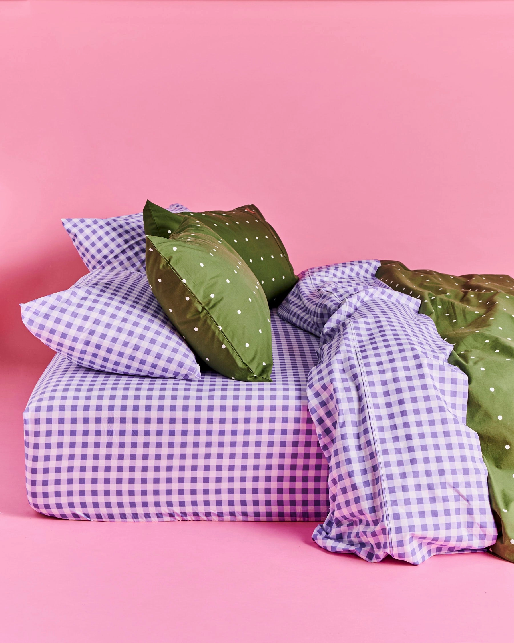 Lilac Gingham Organic Cotton Flat Sheet (US)