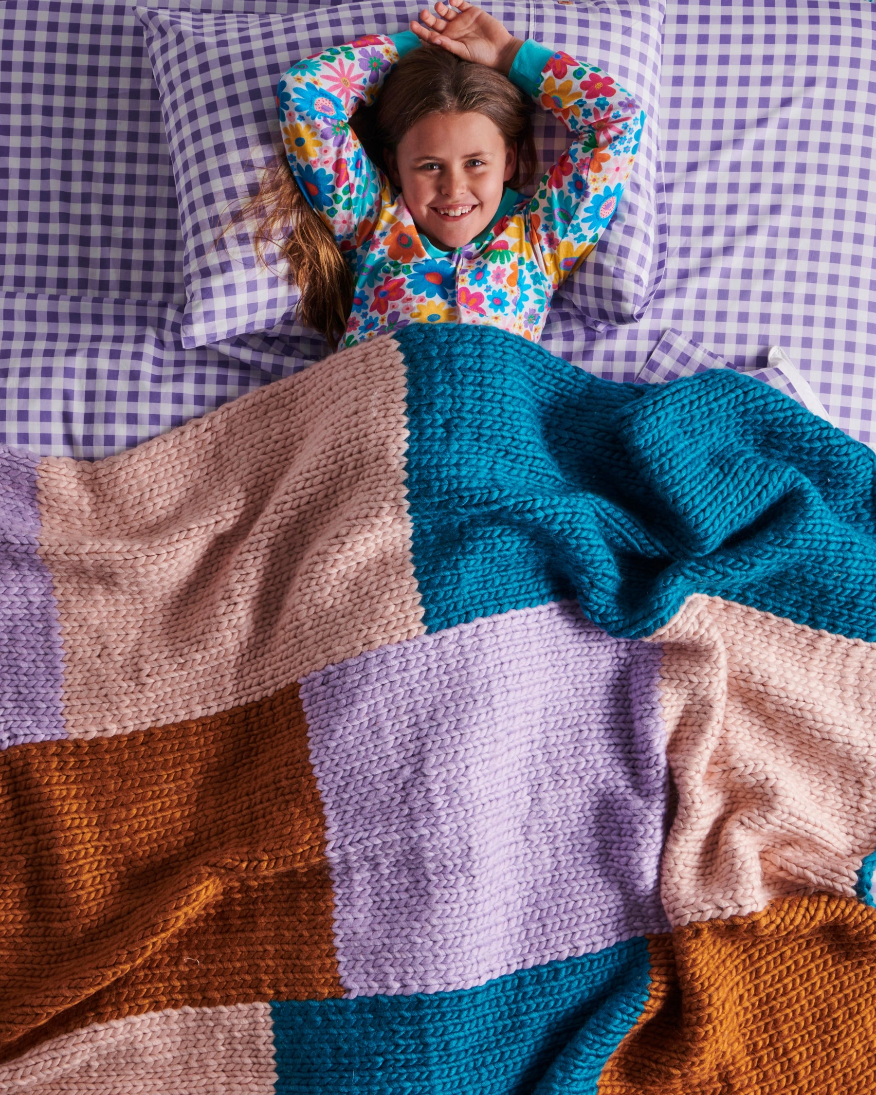 Lilac Gingham Organic Cotton Flat Sheet (US)