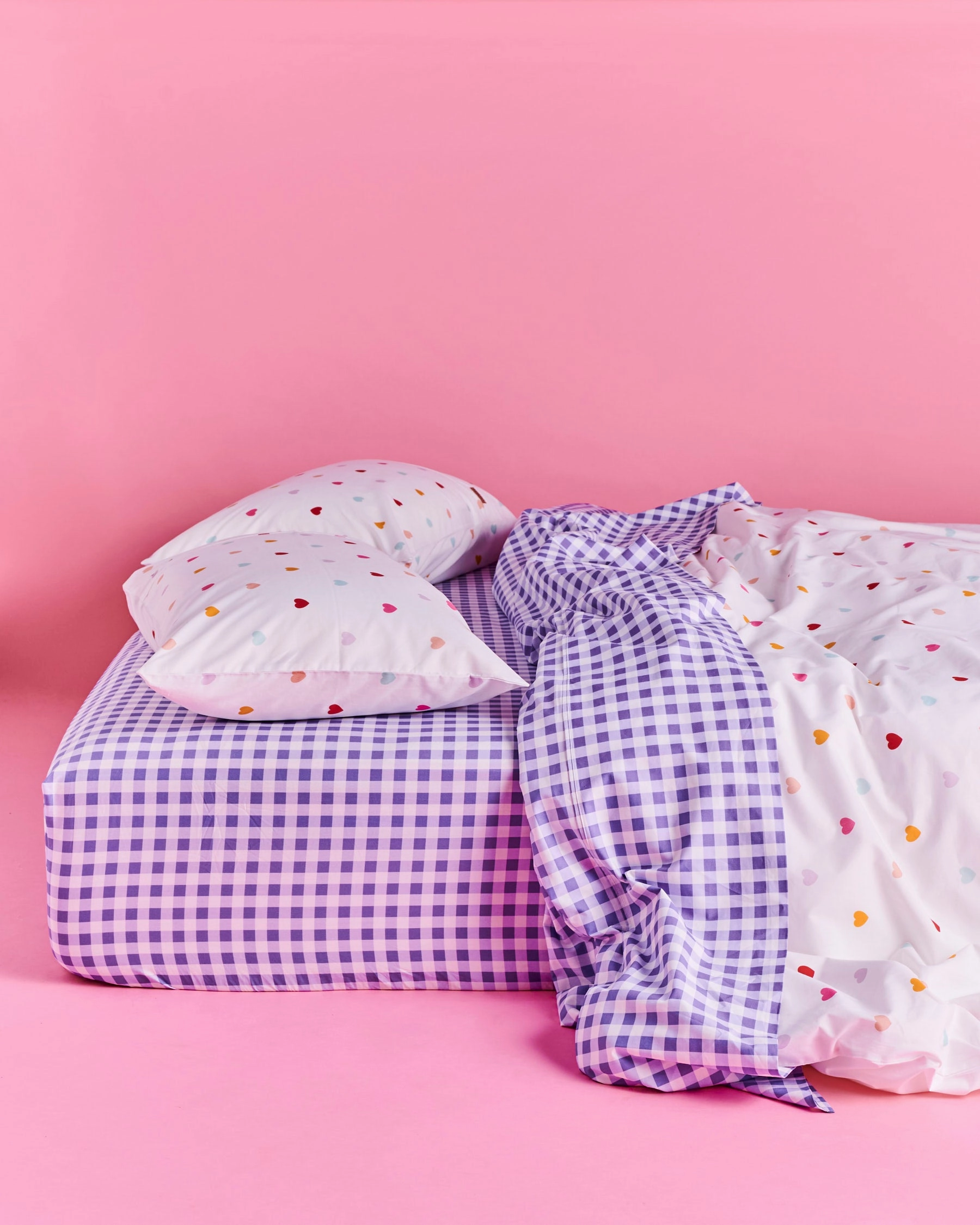 Lilac Gingham Organic Cotton Flat Sheet (US)