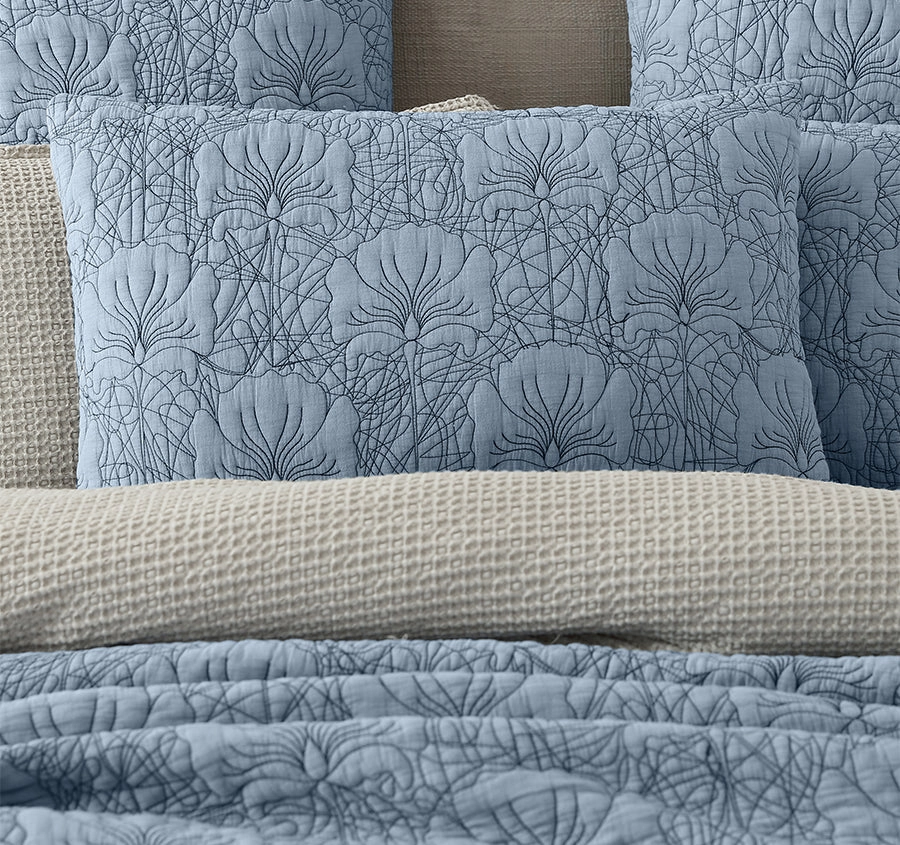 Lilian Standard Pillow Sham Pair Denim