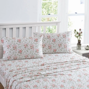 Lillian Coral Cotton Sheet Set by Laura Ashley