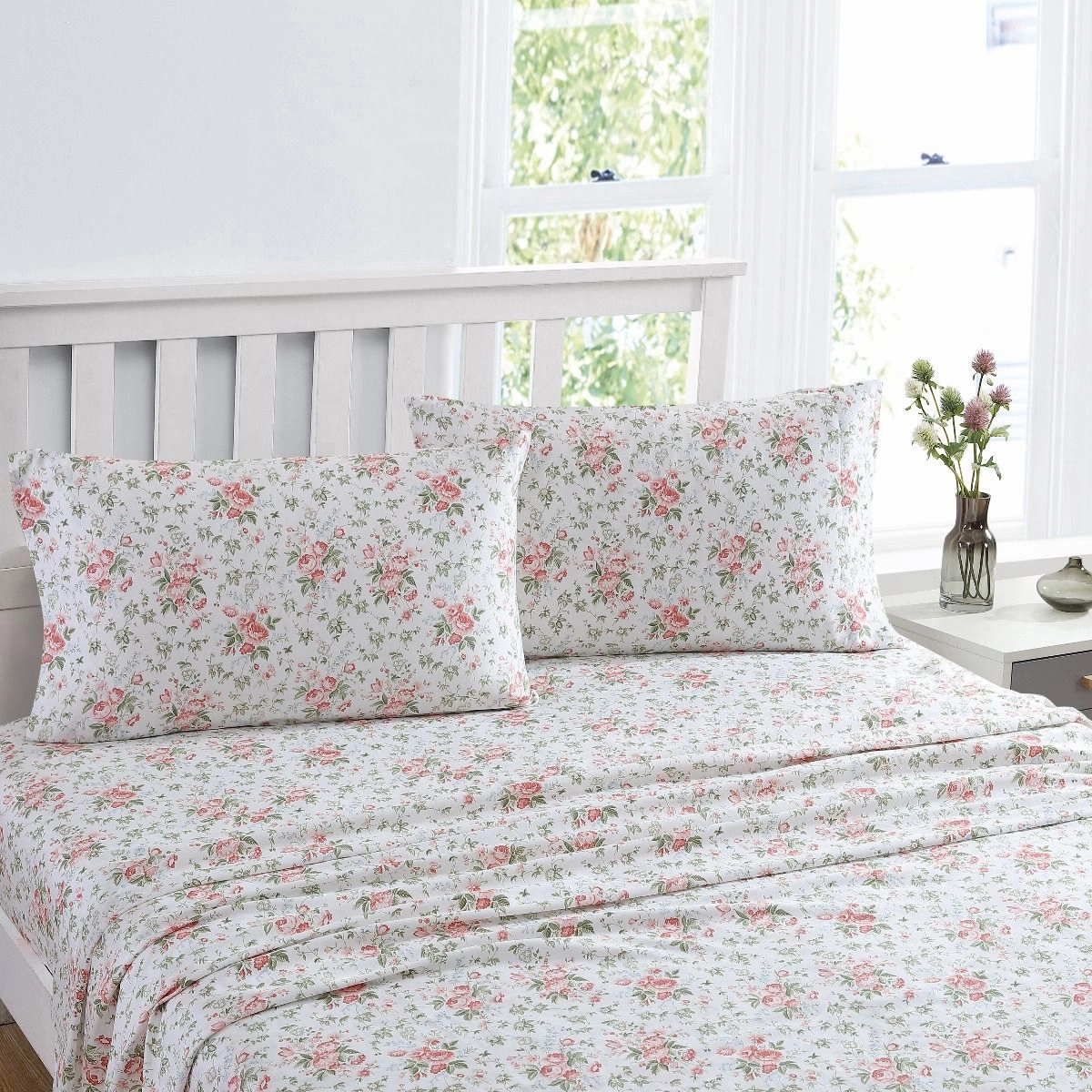 Lillian Coral Cotton Sheet Set by Laura Ashley