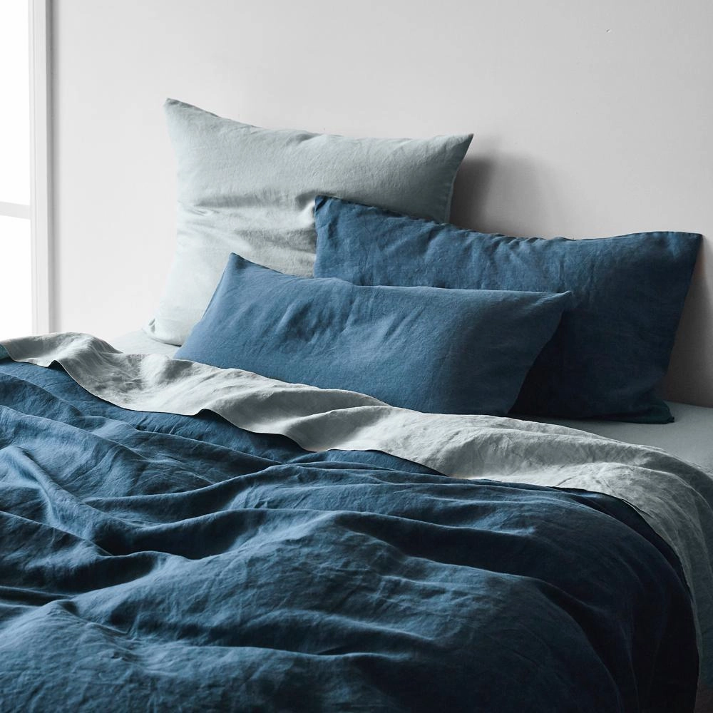 Linen Euro Pillowcase Set - Moonlight
