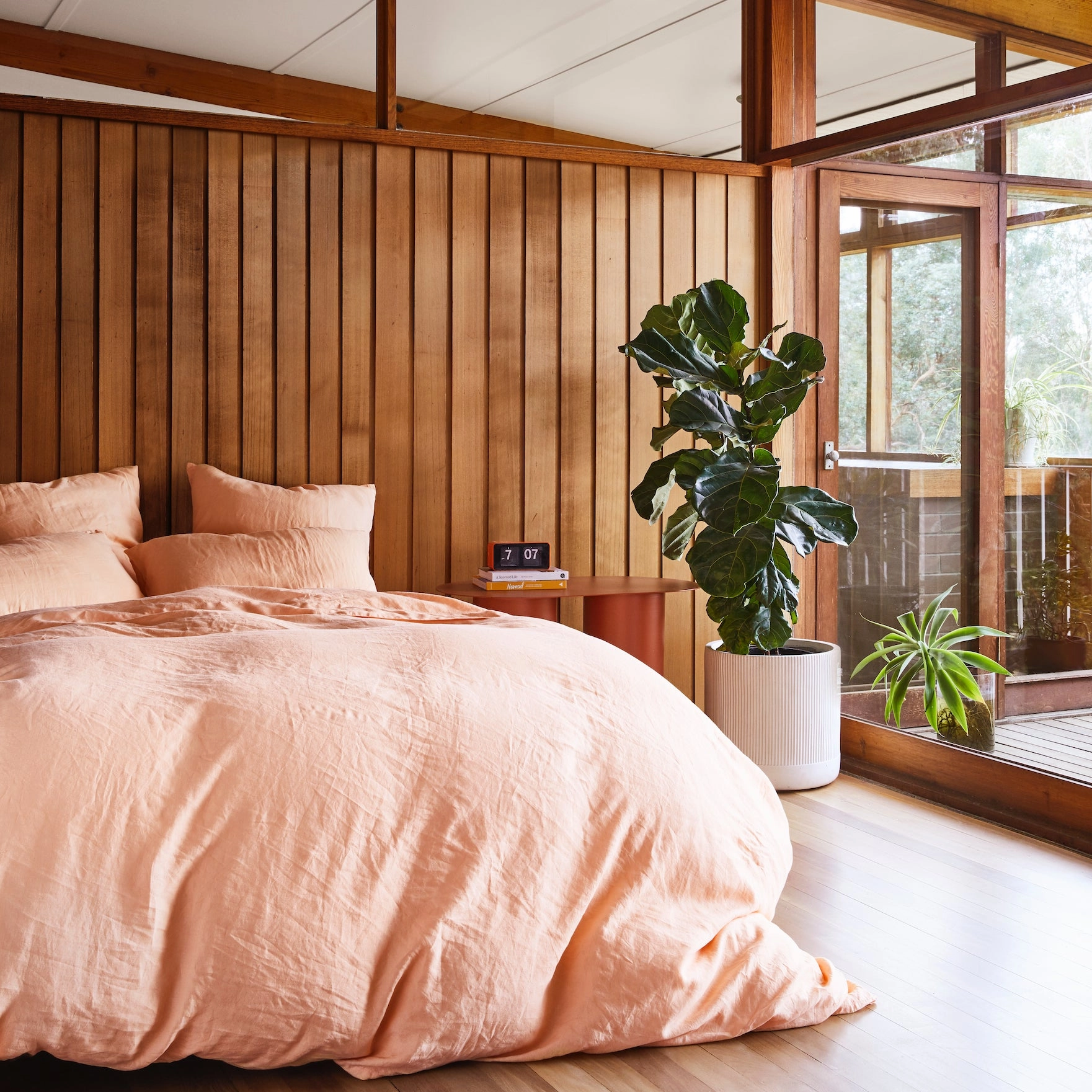 Linen Euro Pillowcase Set - Peach Puff