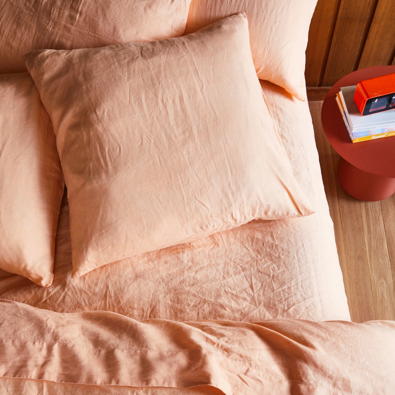 Linen Euro Pillowcase Set - Peach Puff