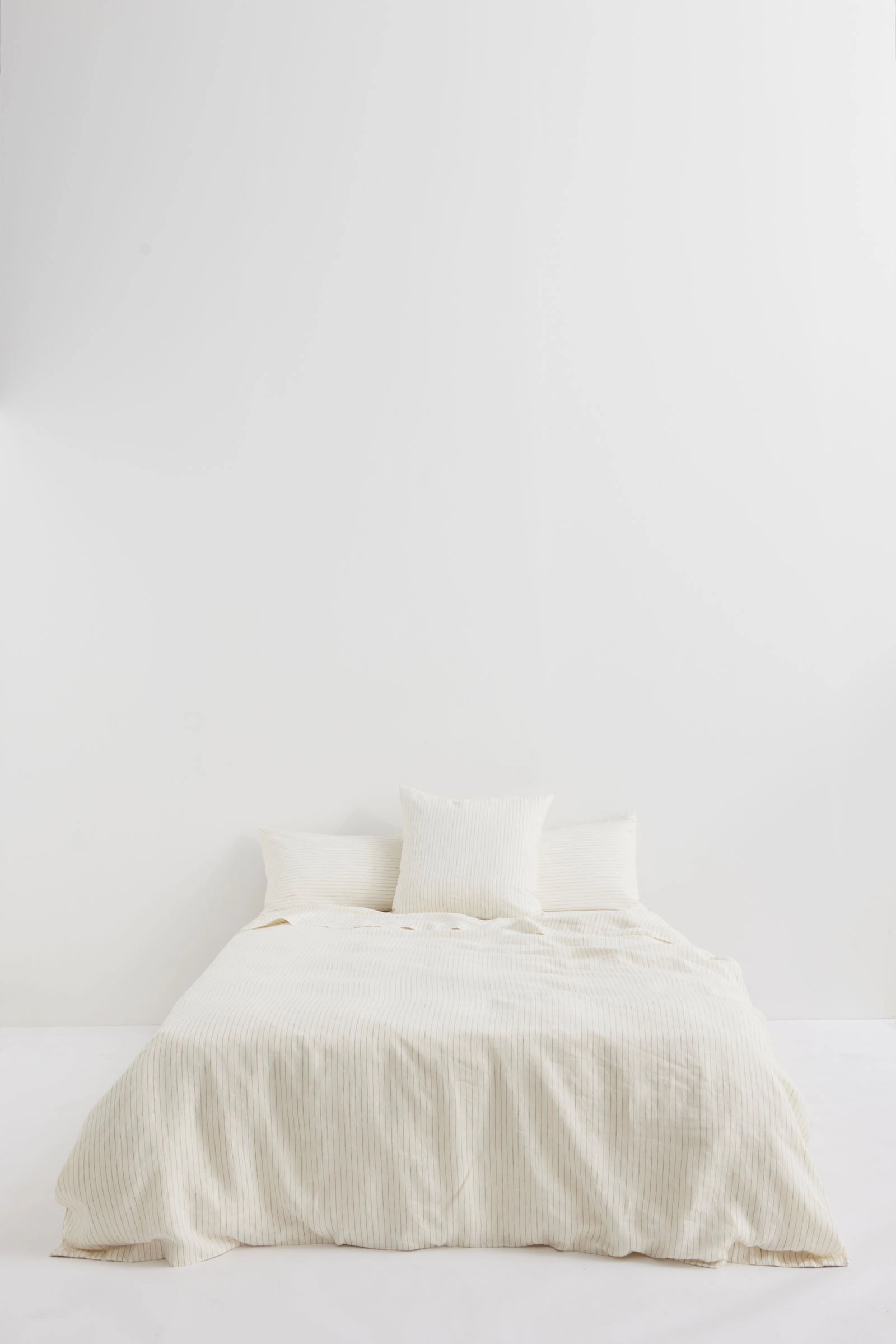 Linen Flat Sheet Olive Pinstripe