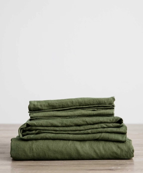 Linen Sheet Set with Pillowcases - Forest