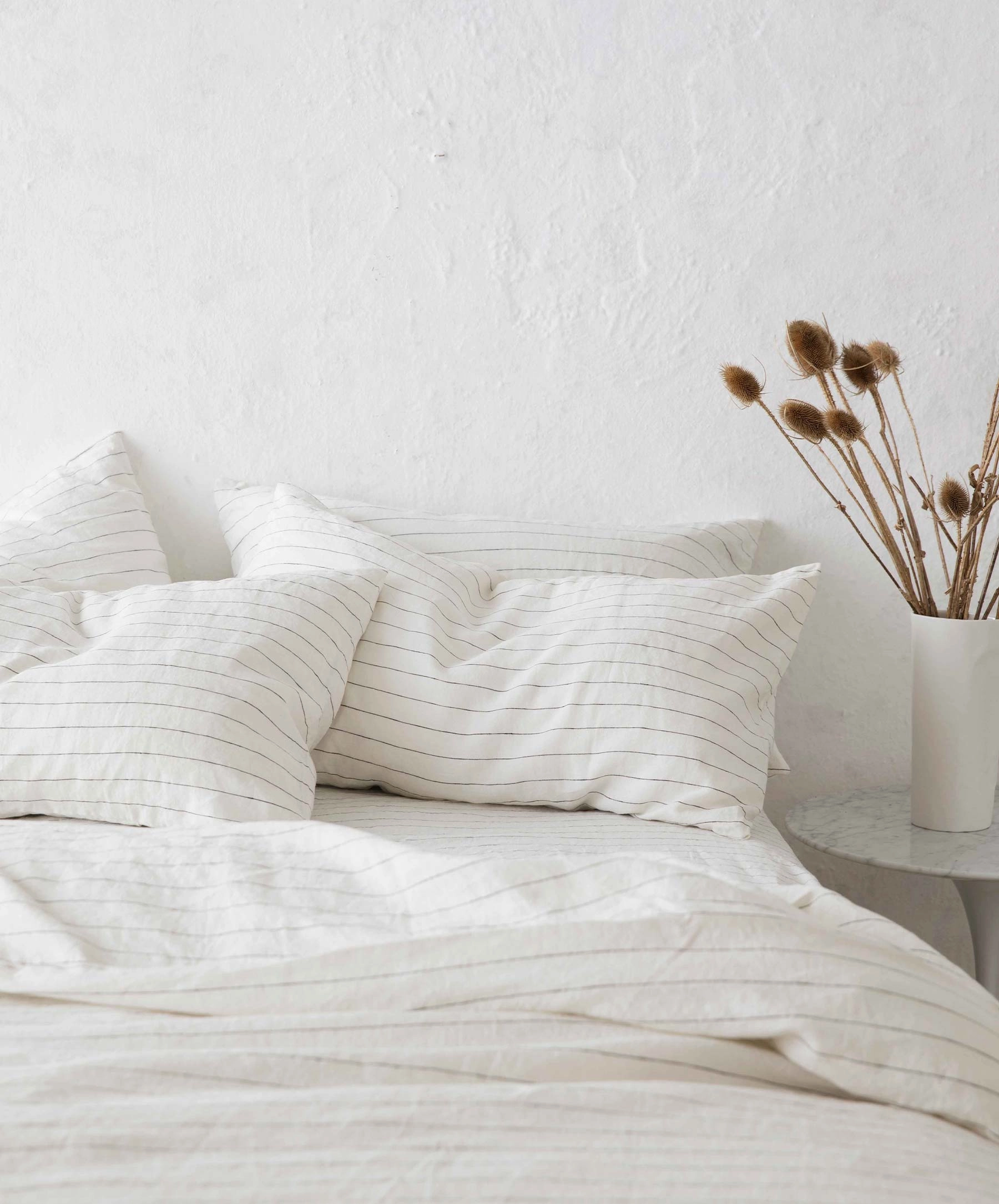 Linen Sheet Set with Pillowcases - Pencil Stripe