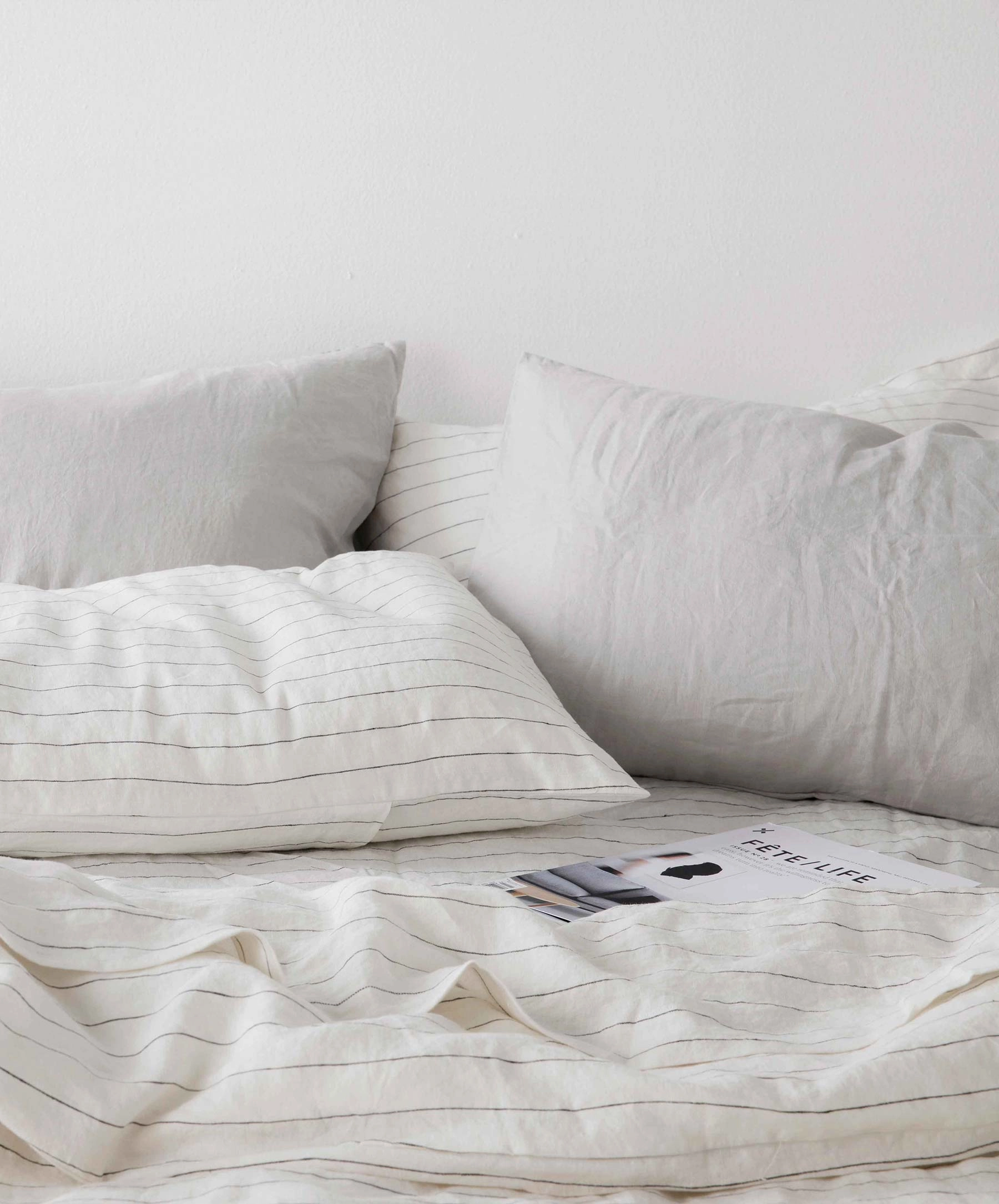 Linen Sheet Set with Pillowcases - Pencil Stripe