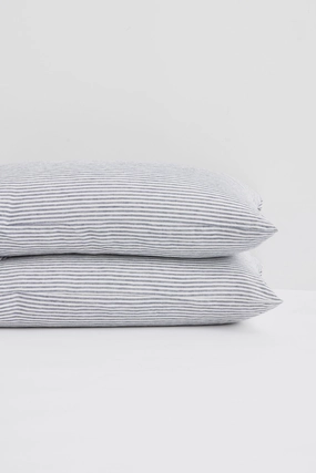 Linen Standard Pillow Cases Ocean Stripe