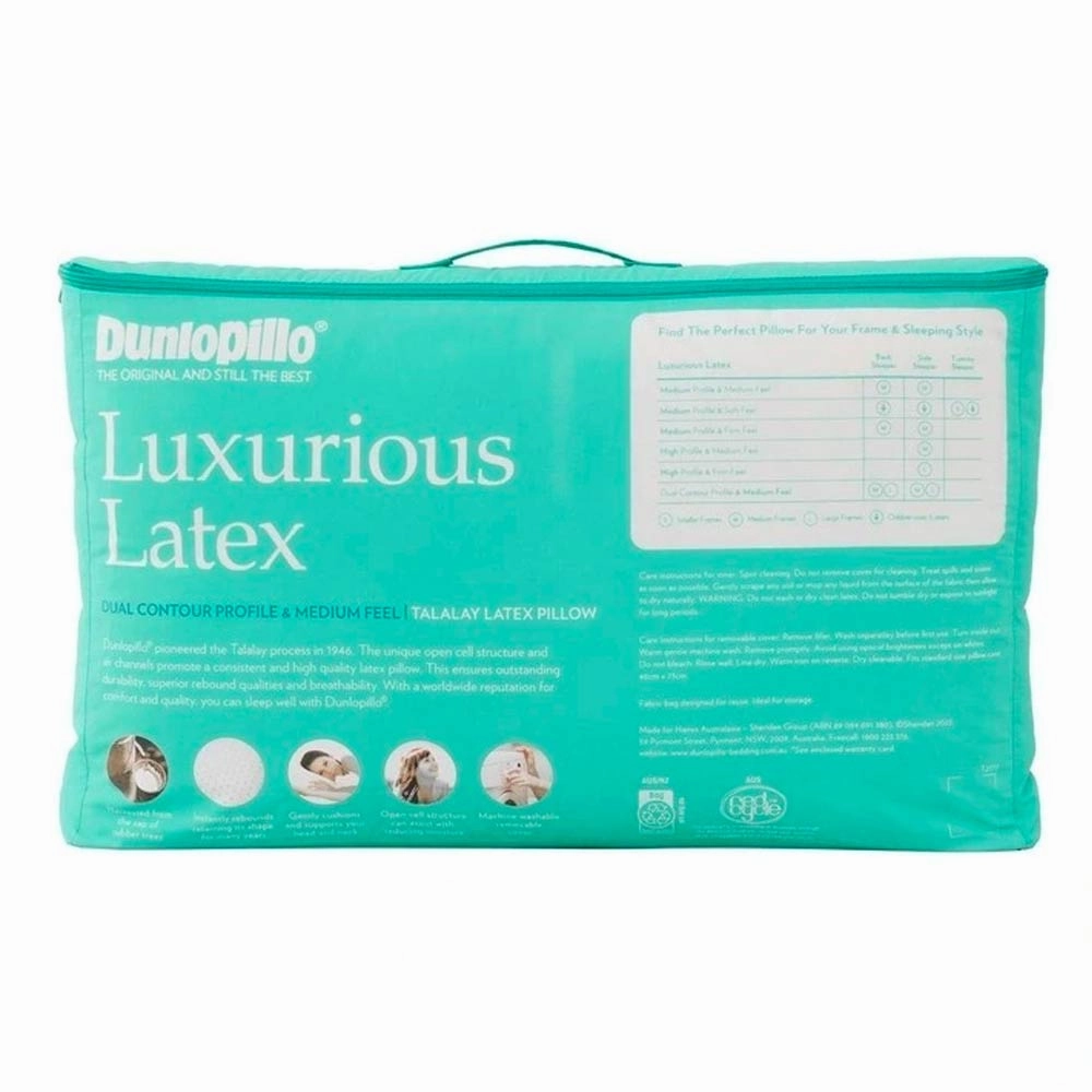 Luxurious Latex Dual Contour Profile & Medium Feel Pillow by Dunlopillo