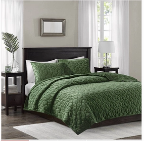 Madison Park 100% Polyester Faux Velvet Reversible Coverlet Set